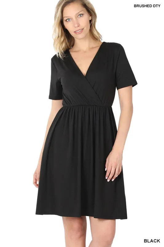 Brushed Buttery Soft Surplice Dress