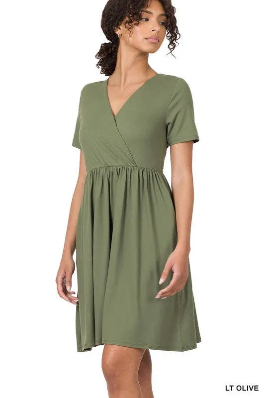 Brushed Buttery Soft Surplice Dress