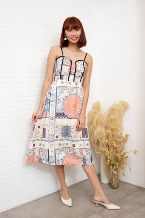 CELINE Spaghetti-Strap Midi Dress (Cream Peach)