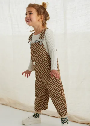 Checkerboard Dungarees - Brick