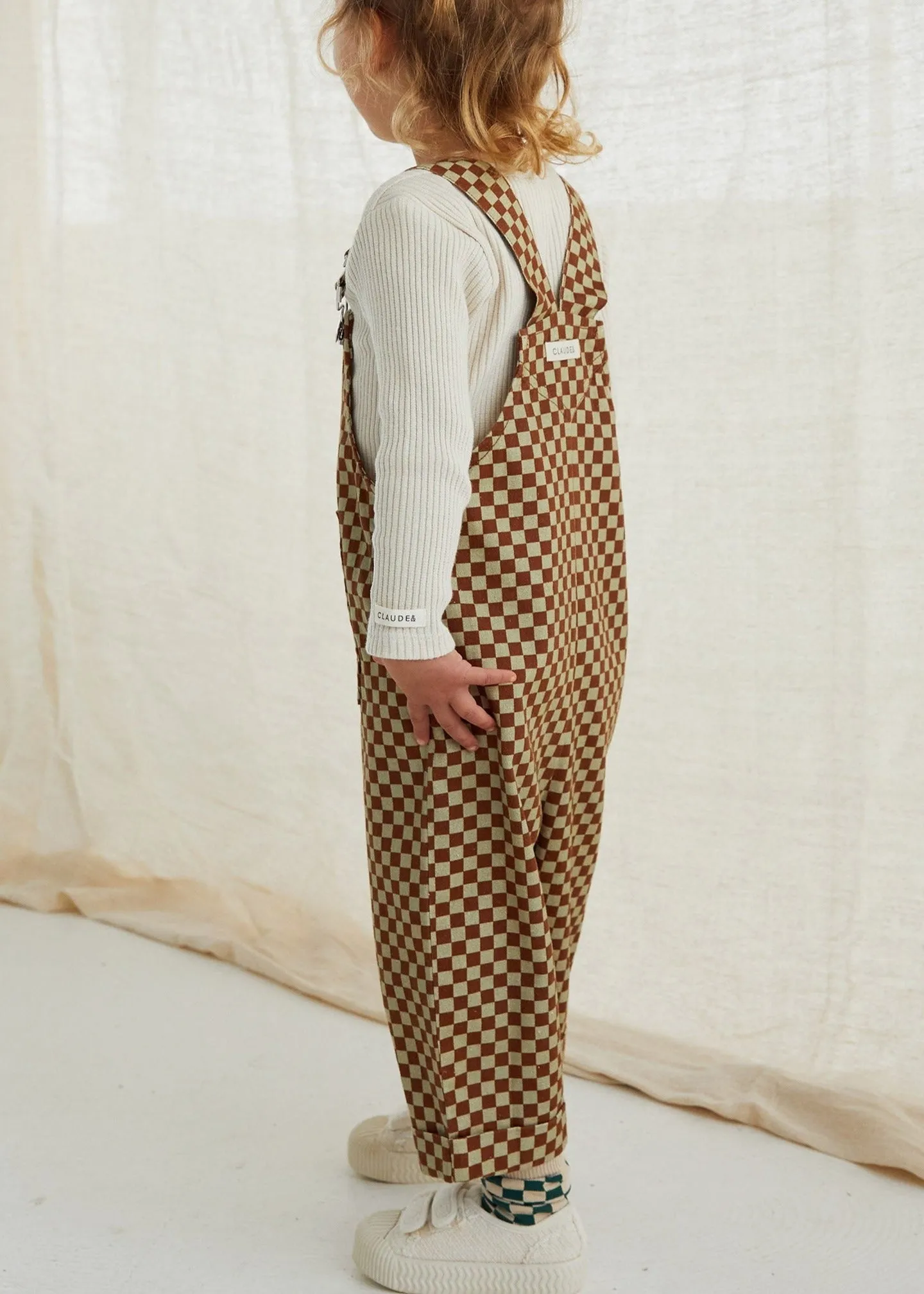 Checkerboard Dungarees - Brick