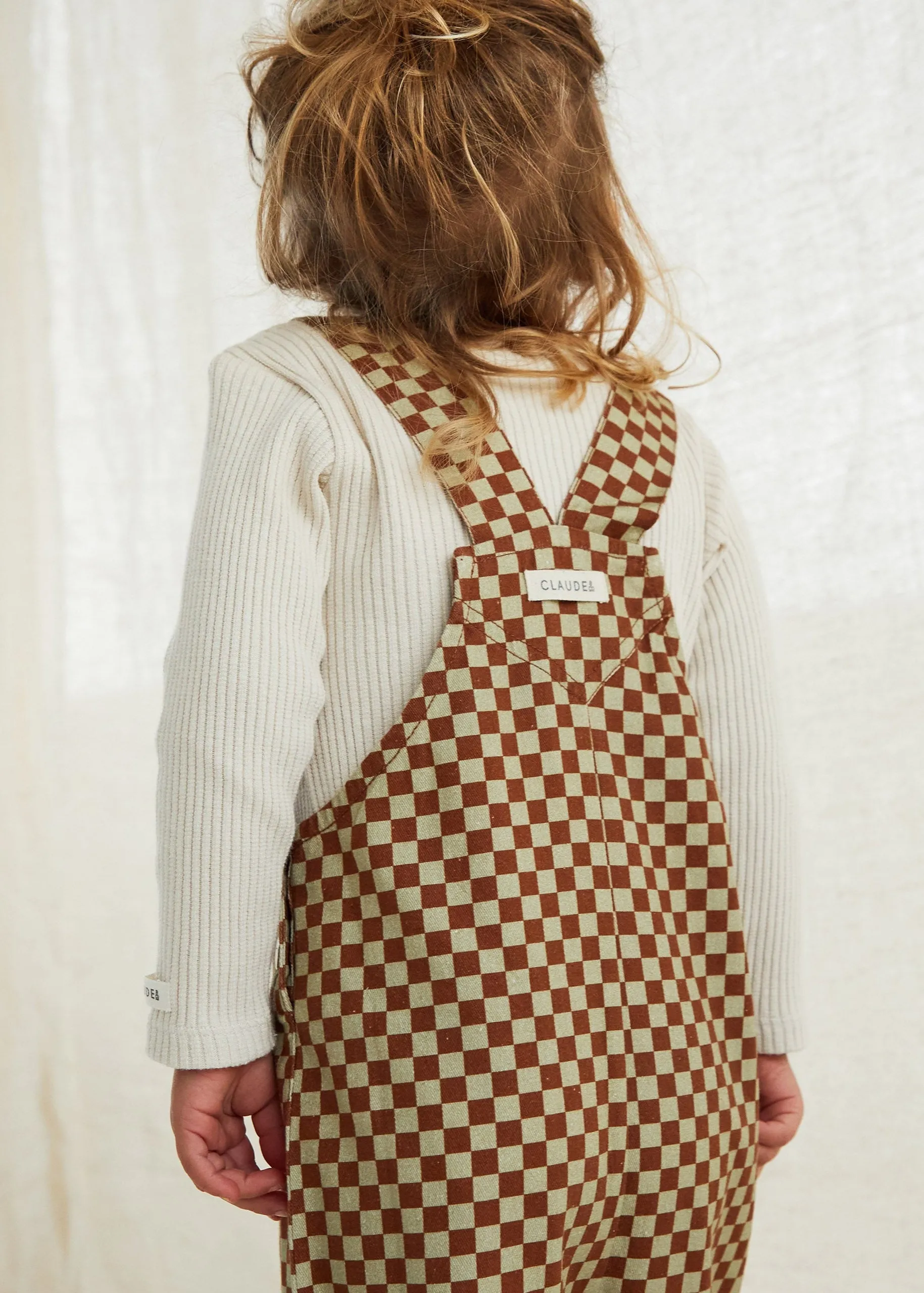 Checkerboard Dungarees - Brick