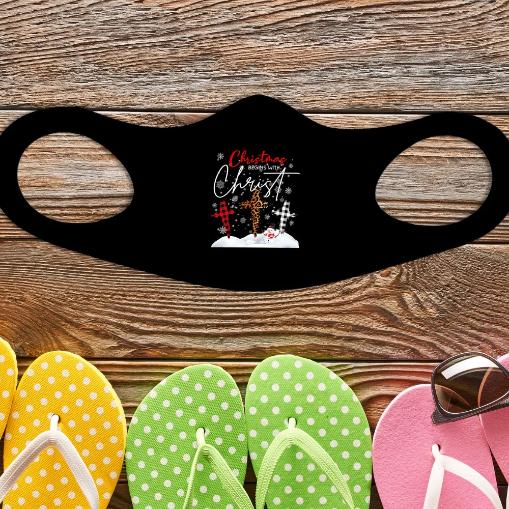 Christmas Begins With Christ Fitted Face Mask And Covering