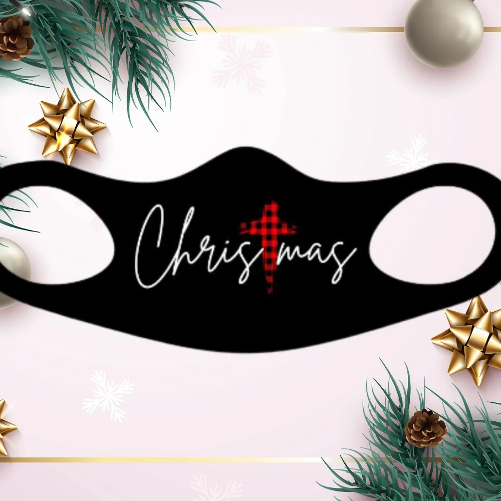 Christmas With Cross Fitted Face Mask And Covering