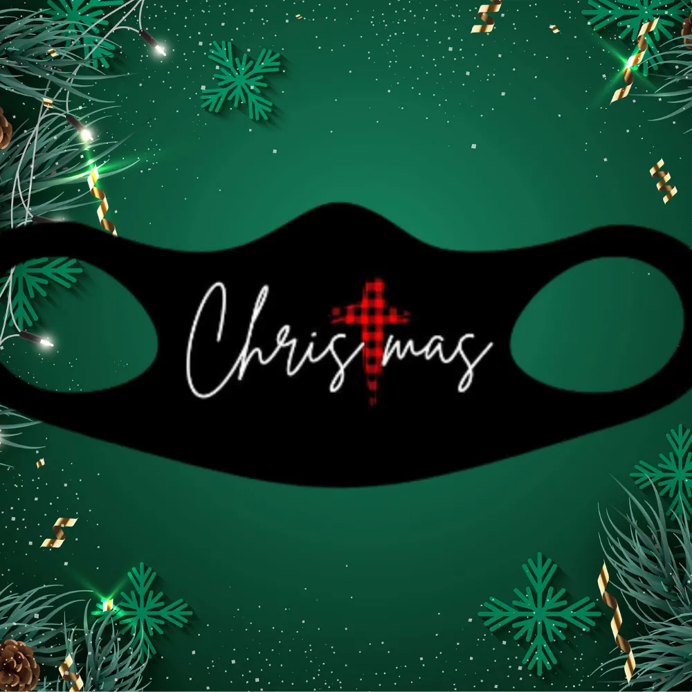 Christmas With Cross Fitted Face Mask And Covering