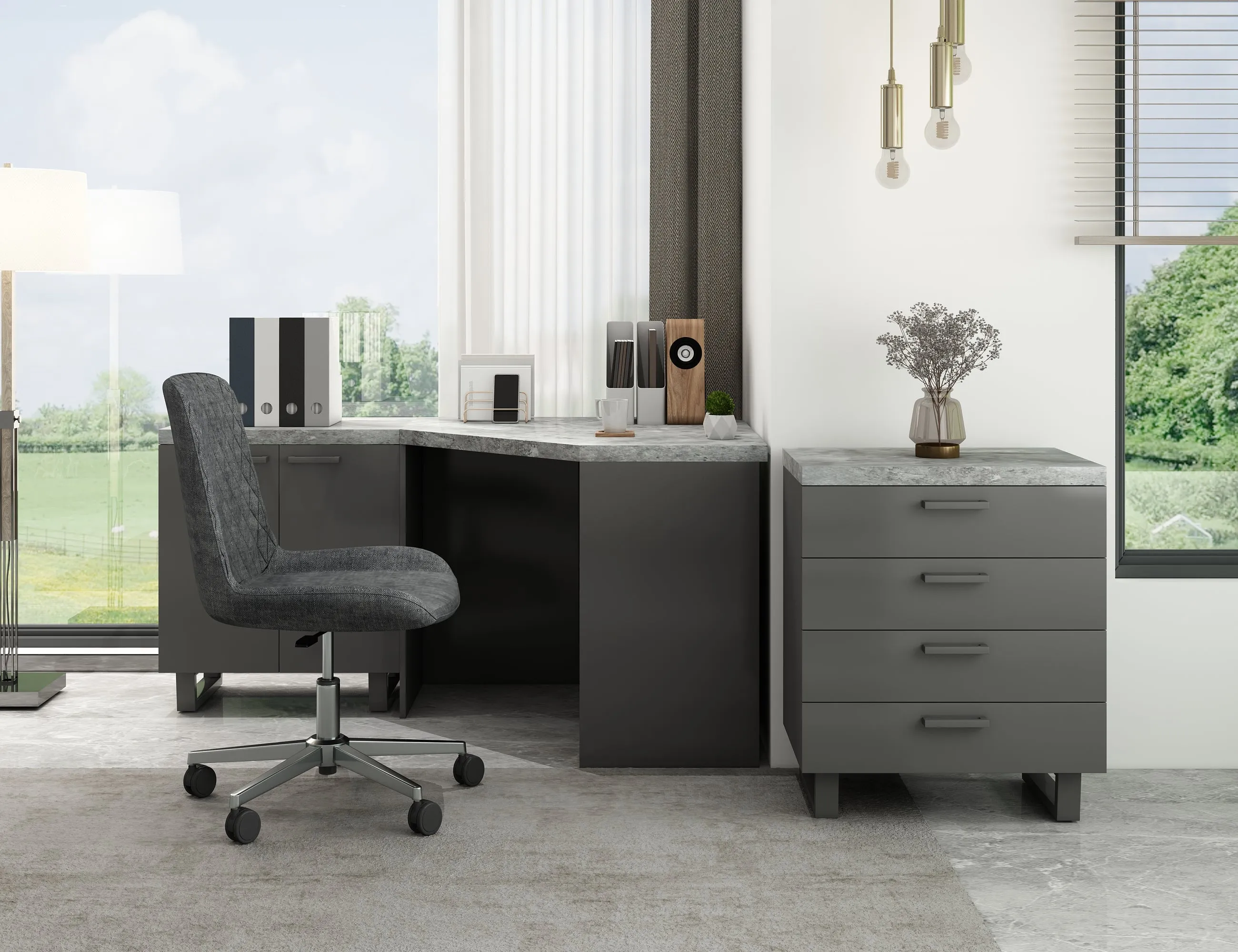 Classic Fusion Stone  Office Filing Cabinet FS2FSCST