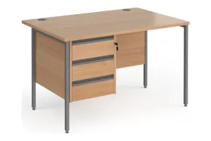 Classic  Rectangular H-Leg Desk 3 Drawers (Graph) BEECH