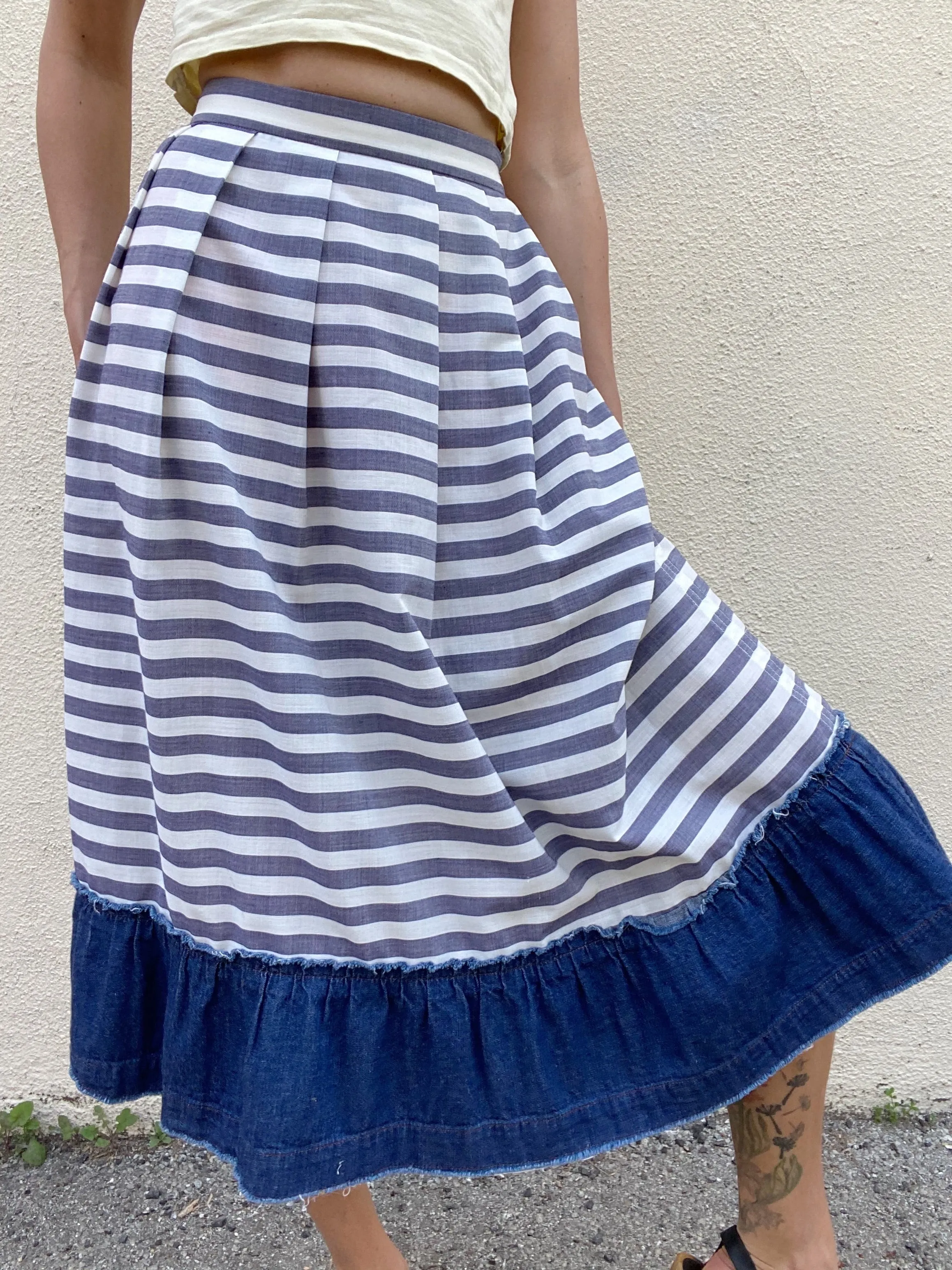 Comme De Garcons Striped Cotton Skirt