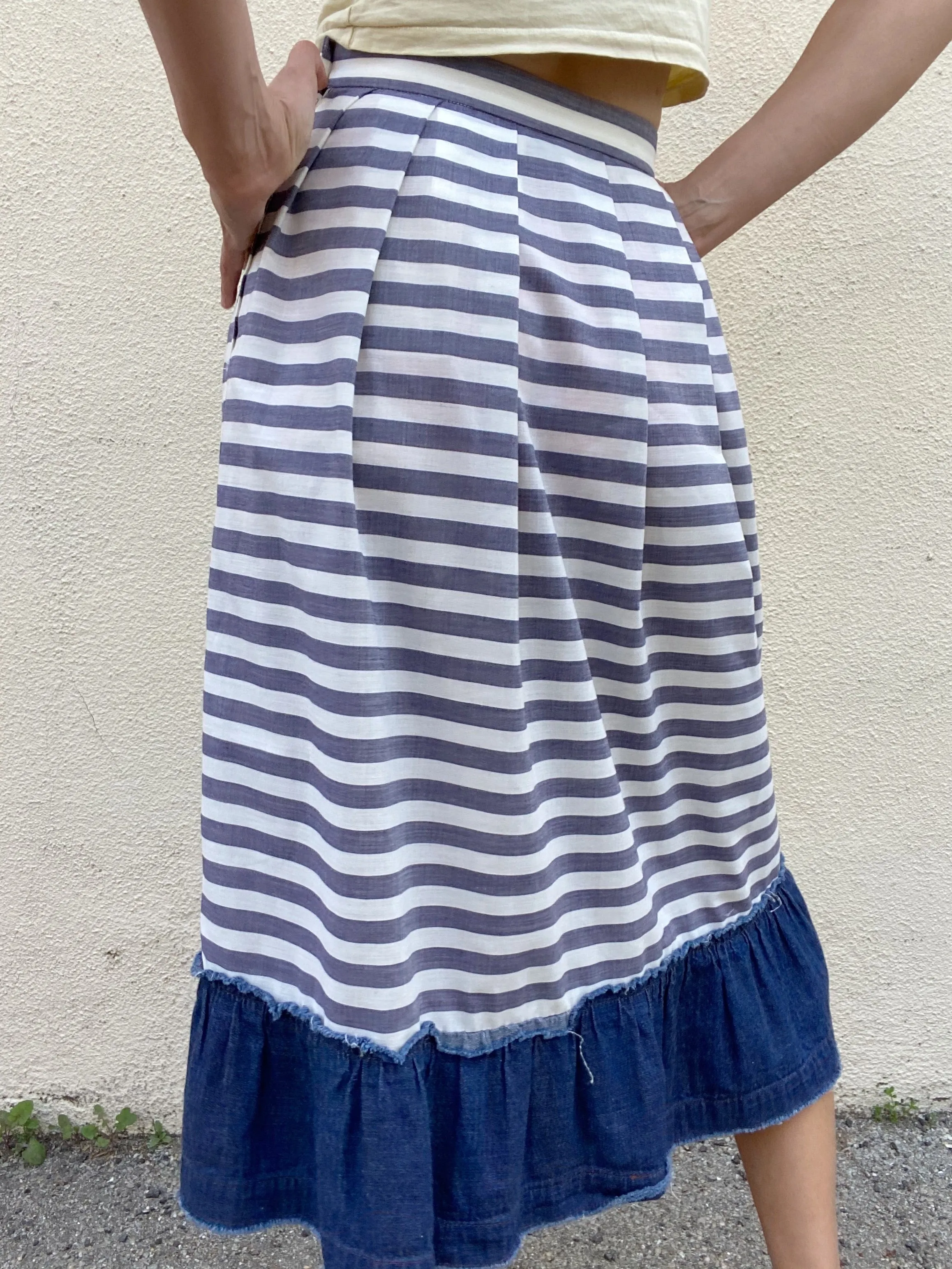 Comme De Garcons Striped Cotton Skirt
