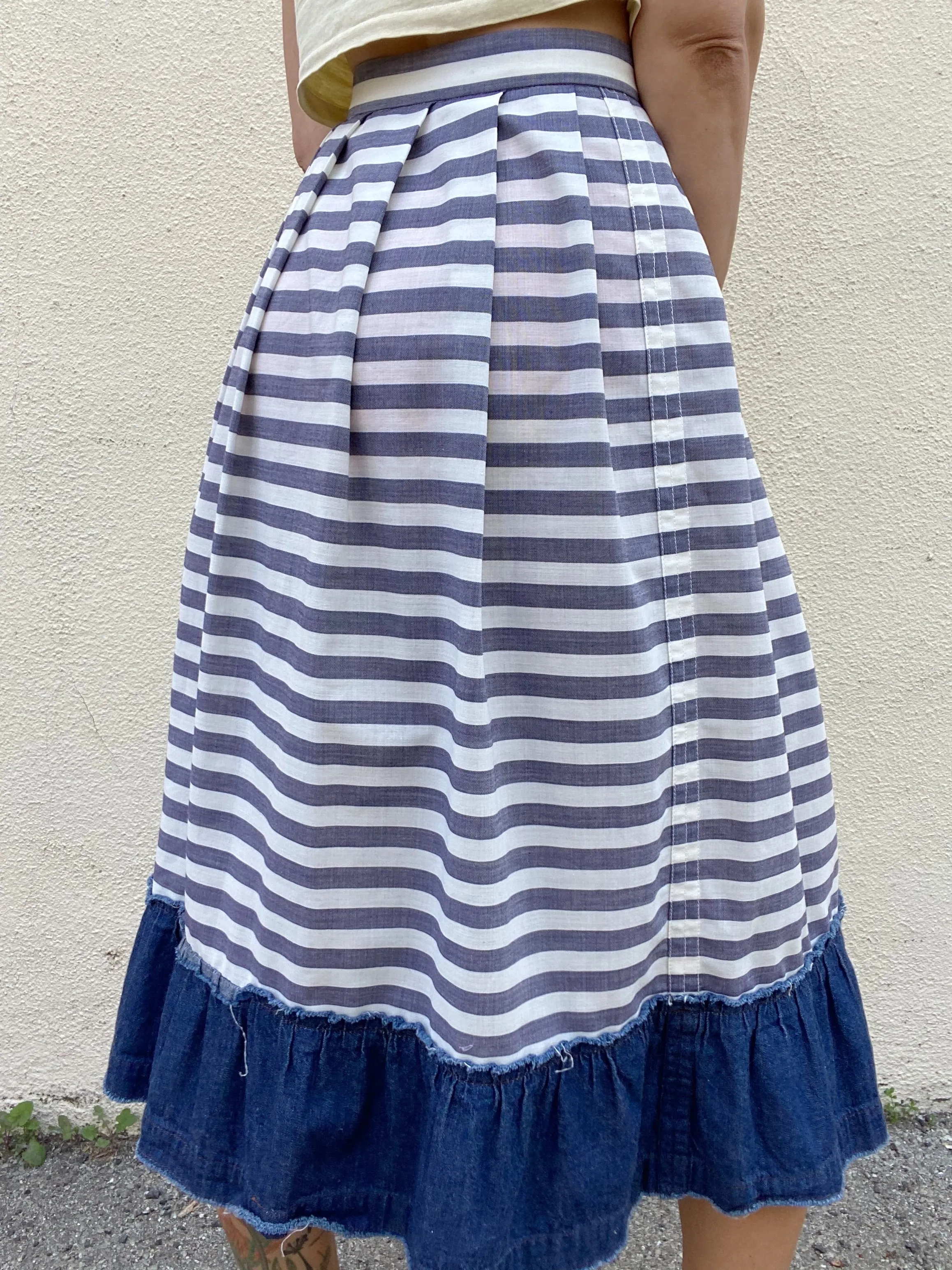 Comme De Garcons Striped Cotton Skirt