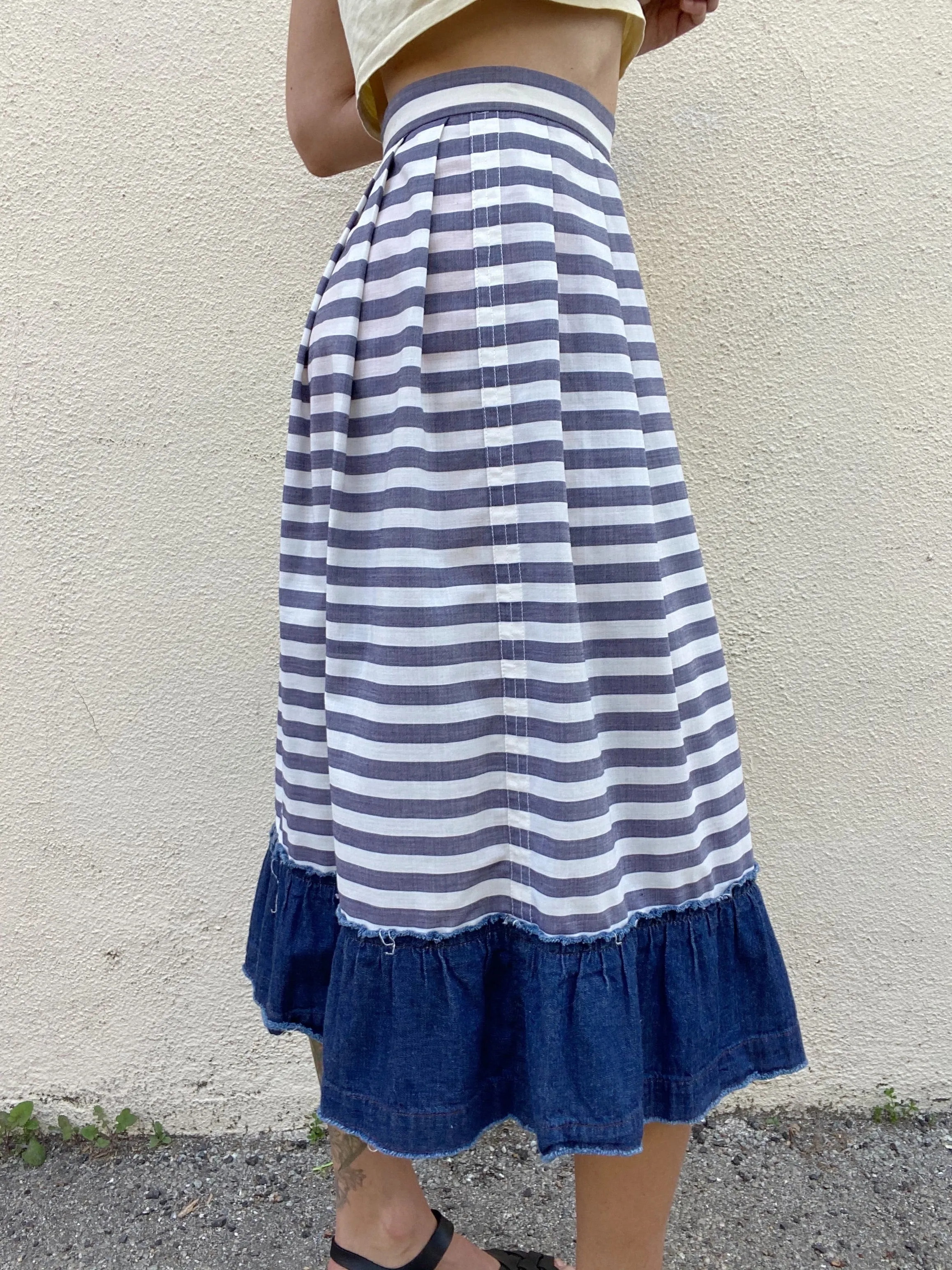Comme De Garcons Striped Cotton Skirt