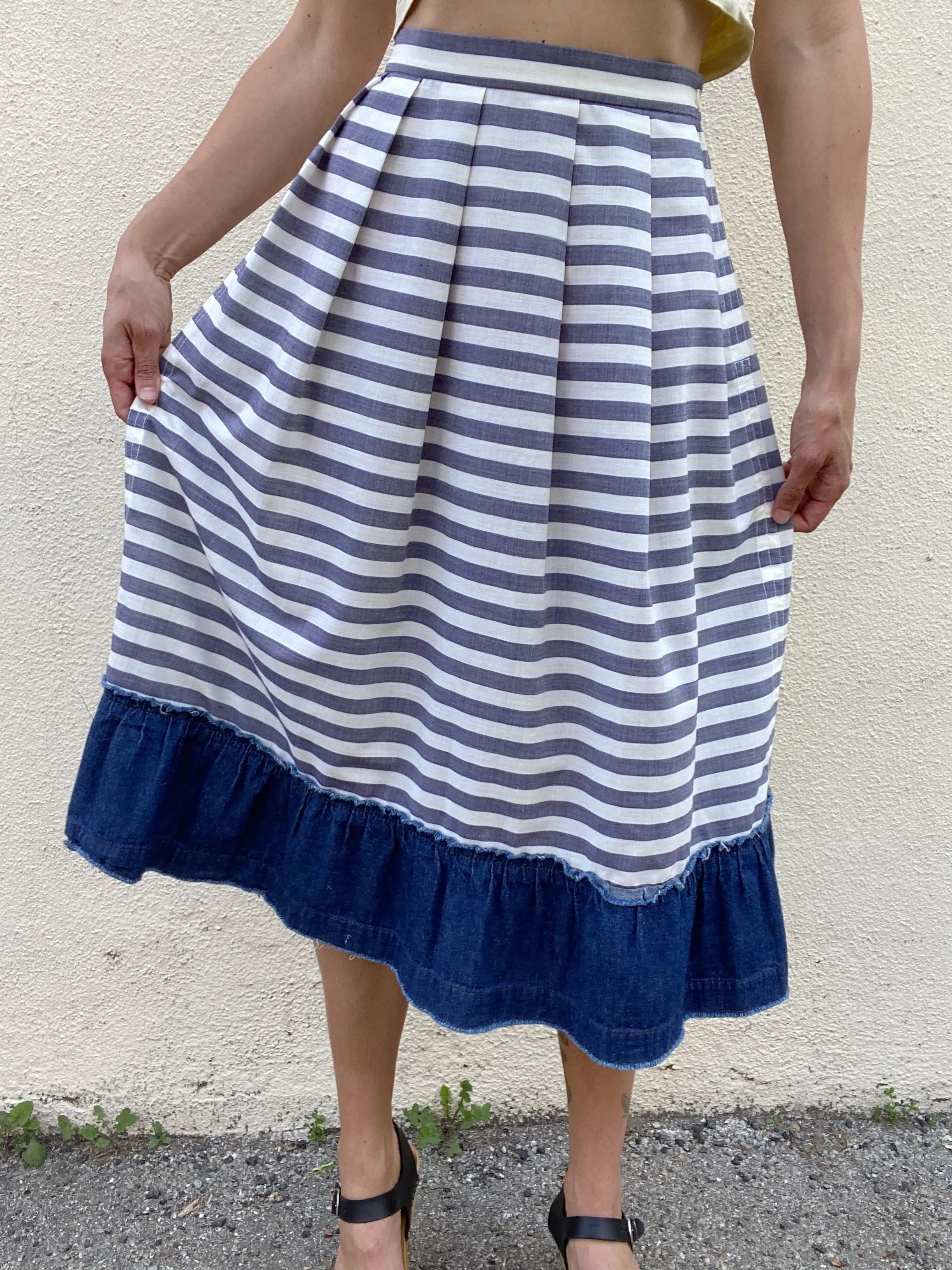 Comme De Garcons Striped Cotton Skirt