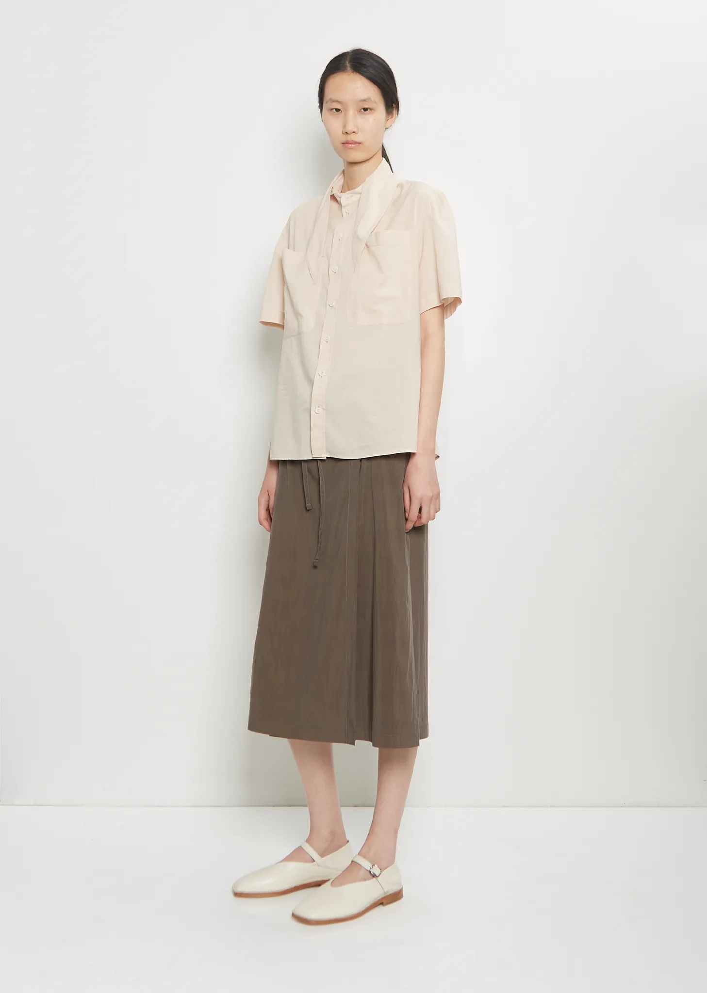 Cotton Foulard Short Sleeve Shirt