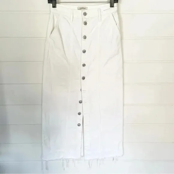 Current Elliott Sally Slash Pocket Midi Denim Jean Skirt Size 25