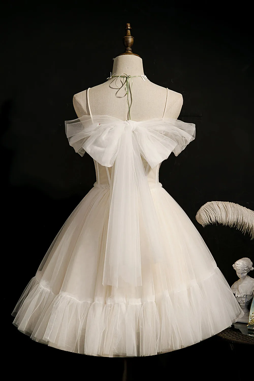 Cute Spaghetti Strap Tulle Short Homecoming Dresses