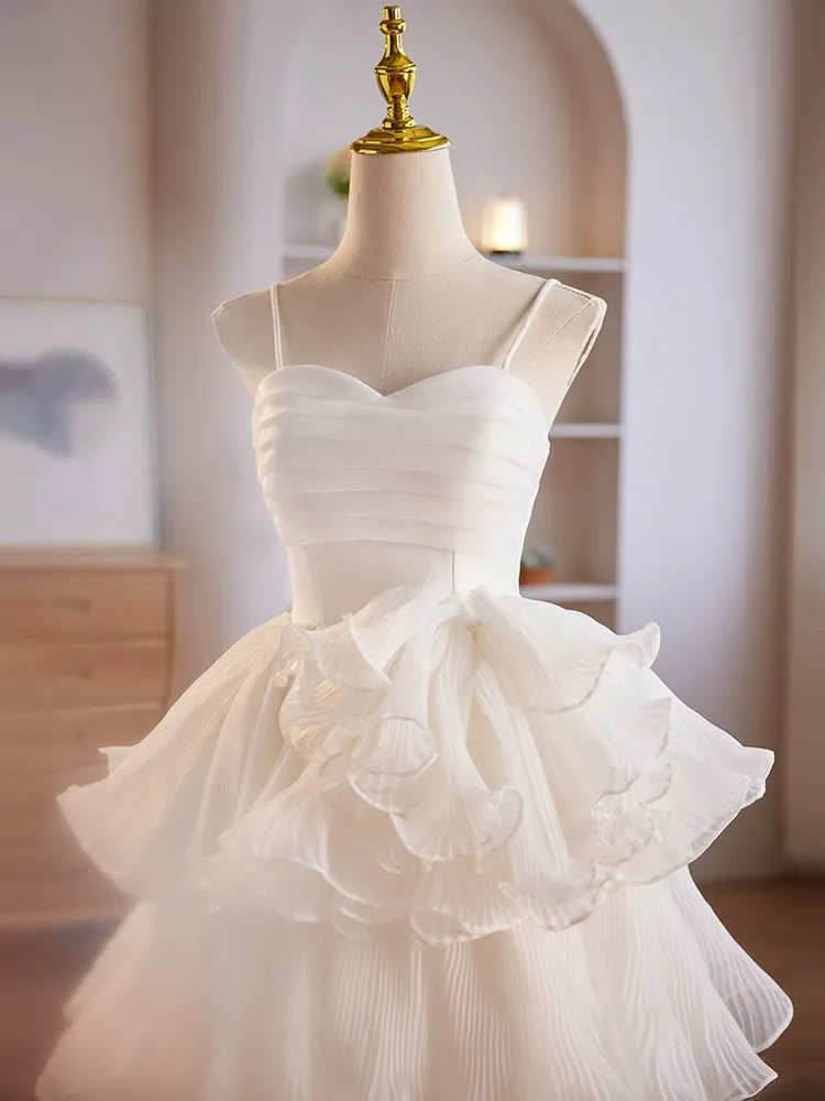 Cute White Sweetheart Neck Short Prom Dress, Cute White Homecoming Dress