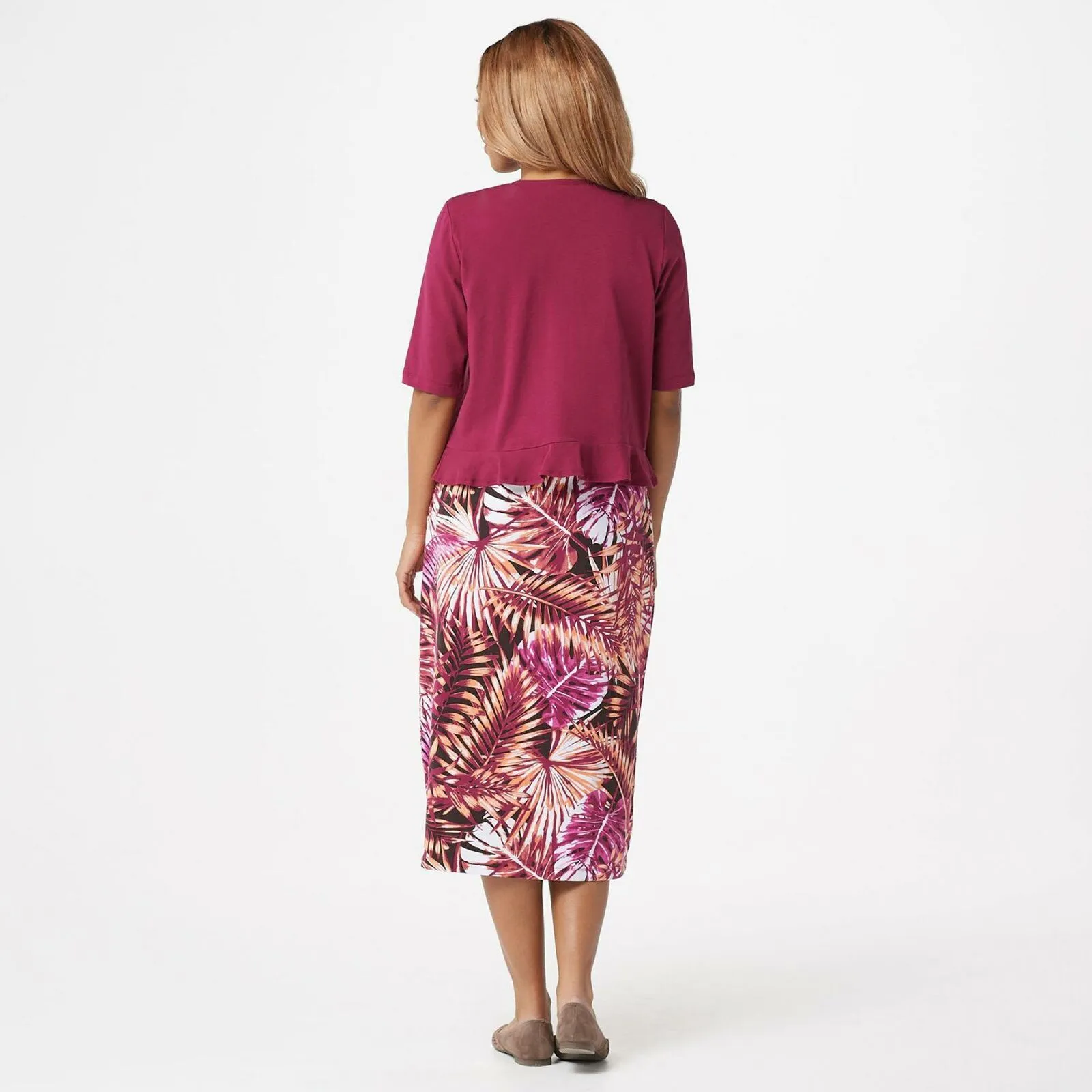 Denim & Co. Plus Size Jersey Sleeveless Midi Dress With Shrug