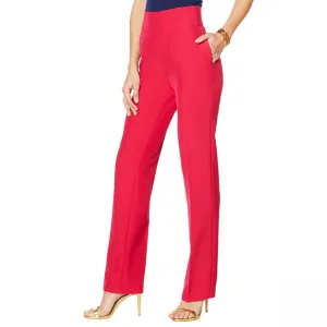 DG2 by Diane Gilman Women's Petite Wrinkle Resistant Gabardine Wide Leg Trousers