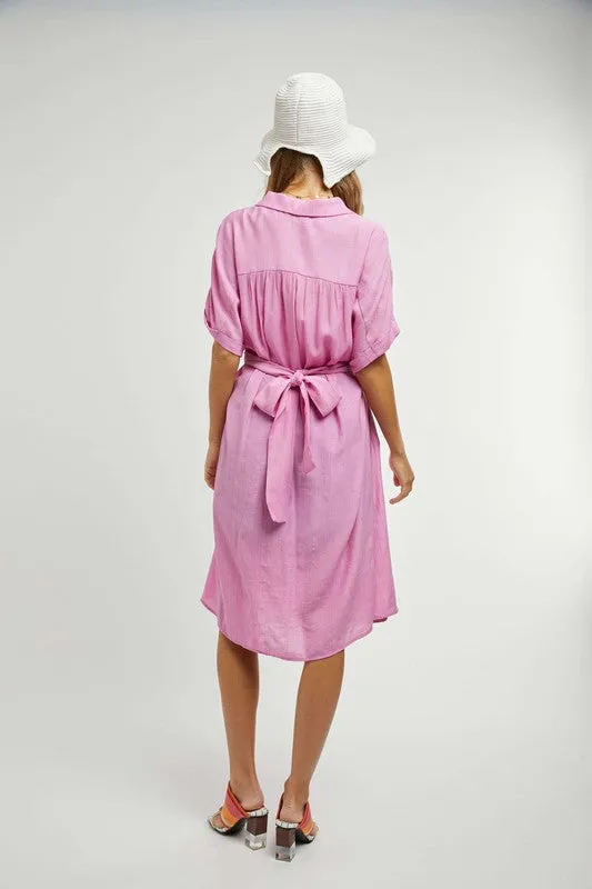 DOLMAN SLEEVES TIE FRONT TWIST FLORAL DRESS