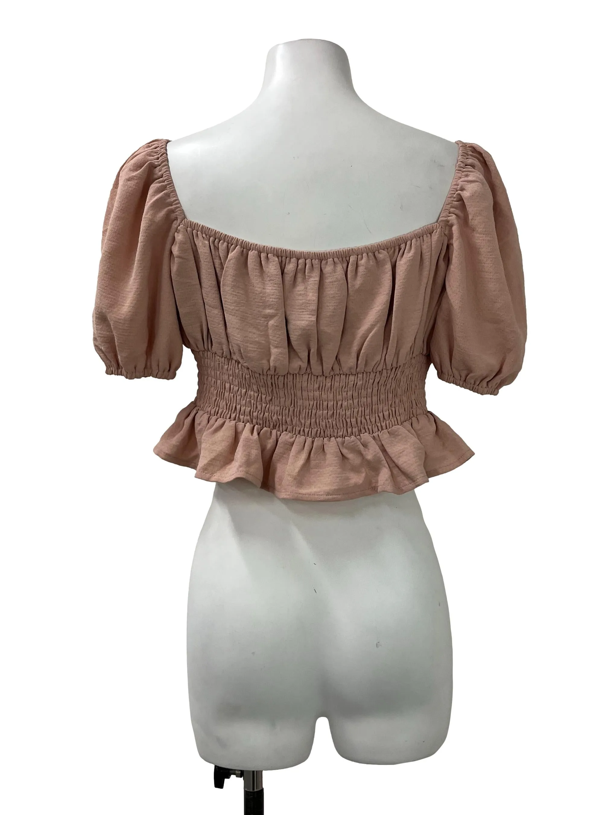 Dusty Pink Ruched Crop Top