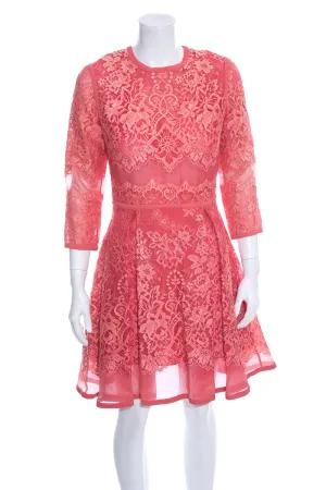 Elie Saab Coral Lace Knee Length Dress SZ 40 NWT