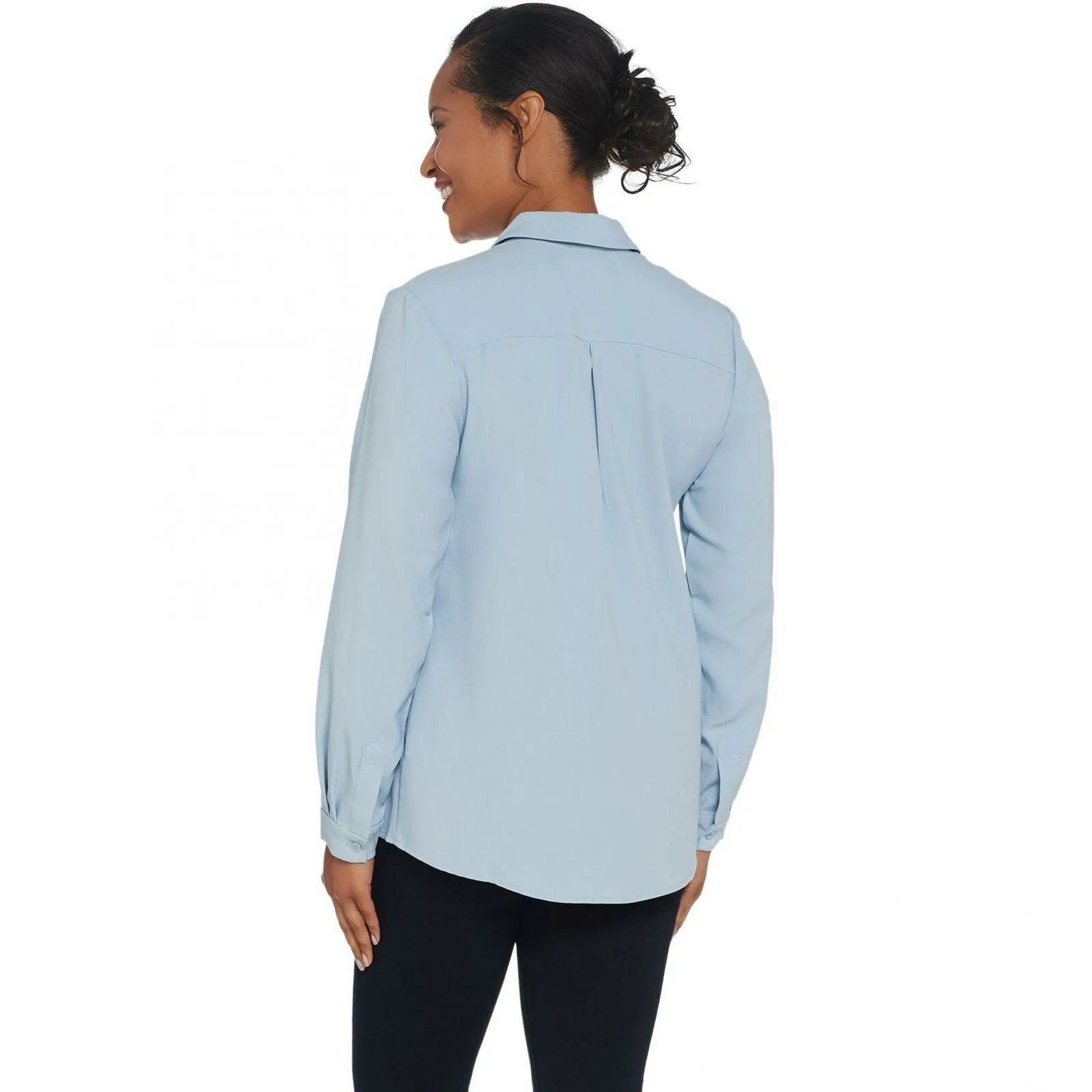 Elizabeth & Clarke Women's Stain Repellent Long Sleeve Top Blue 2