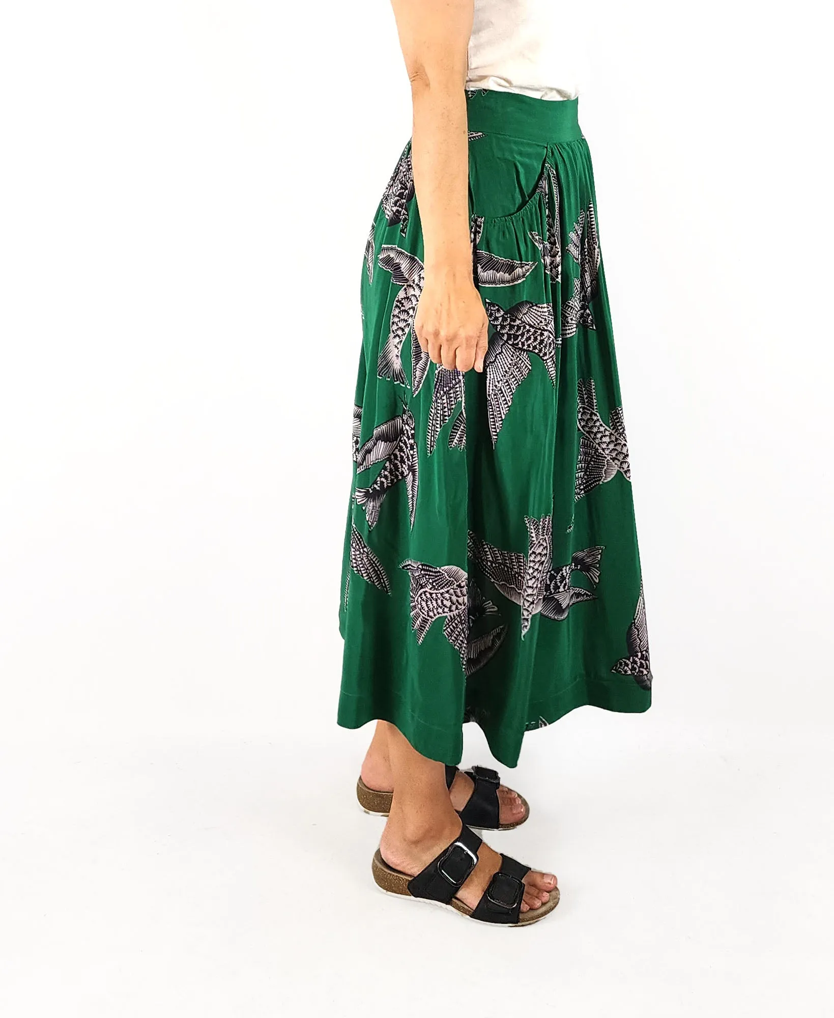 Elk green bird print skirt size 8