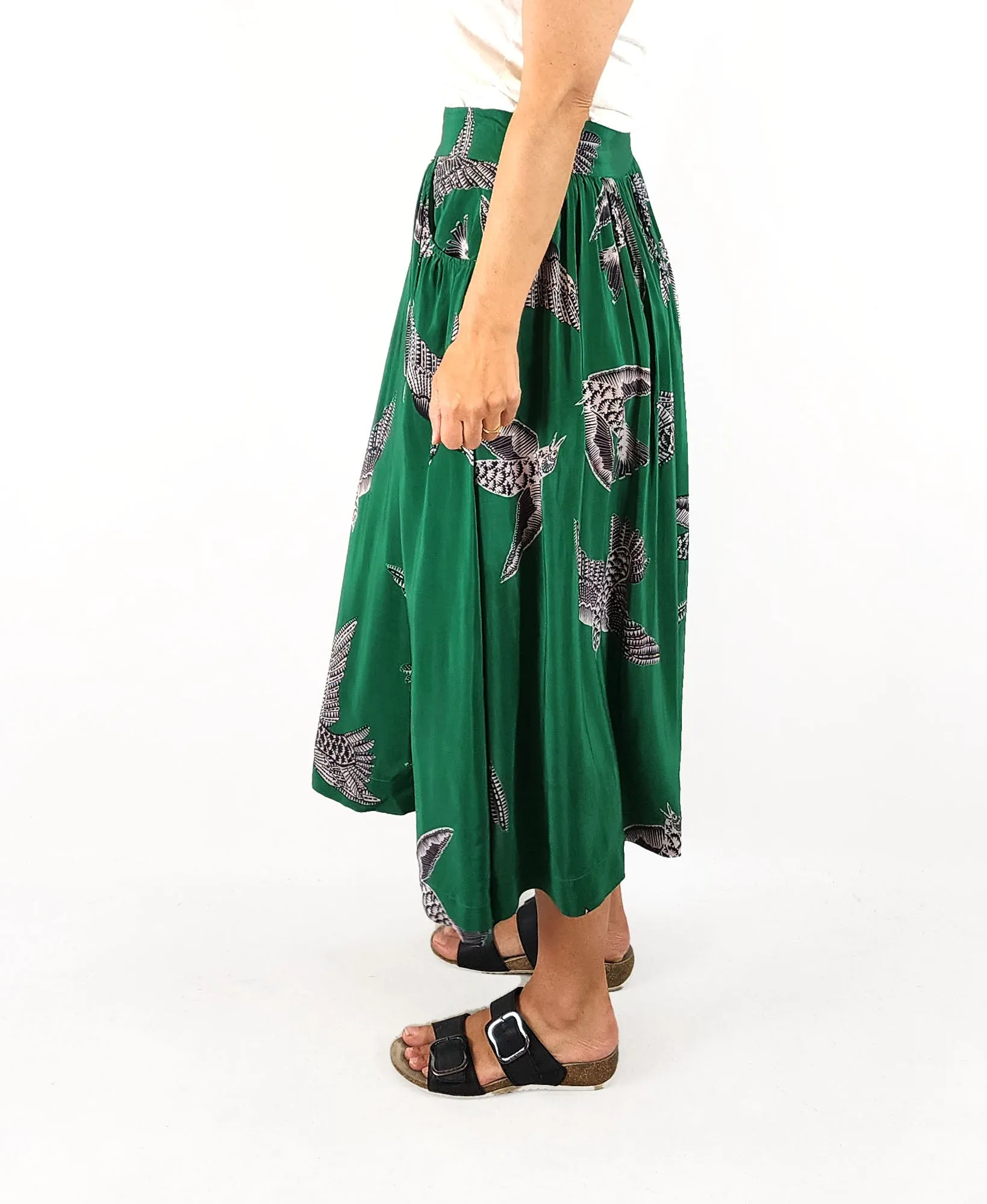 Elk green bird print skirt size 8