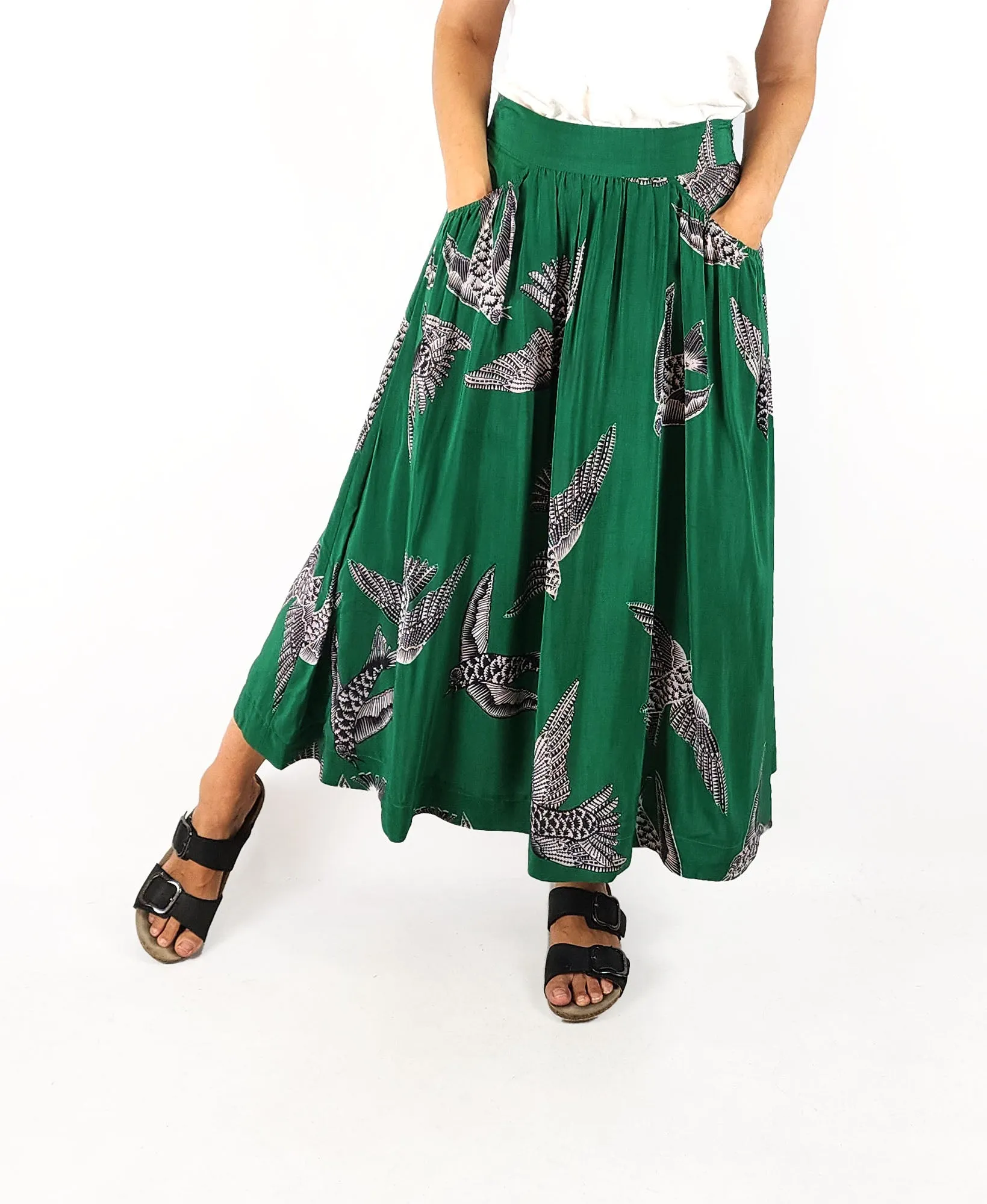 Elk green bird print skirt size 8