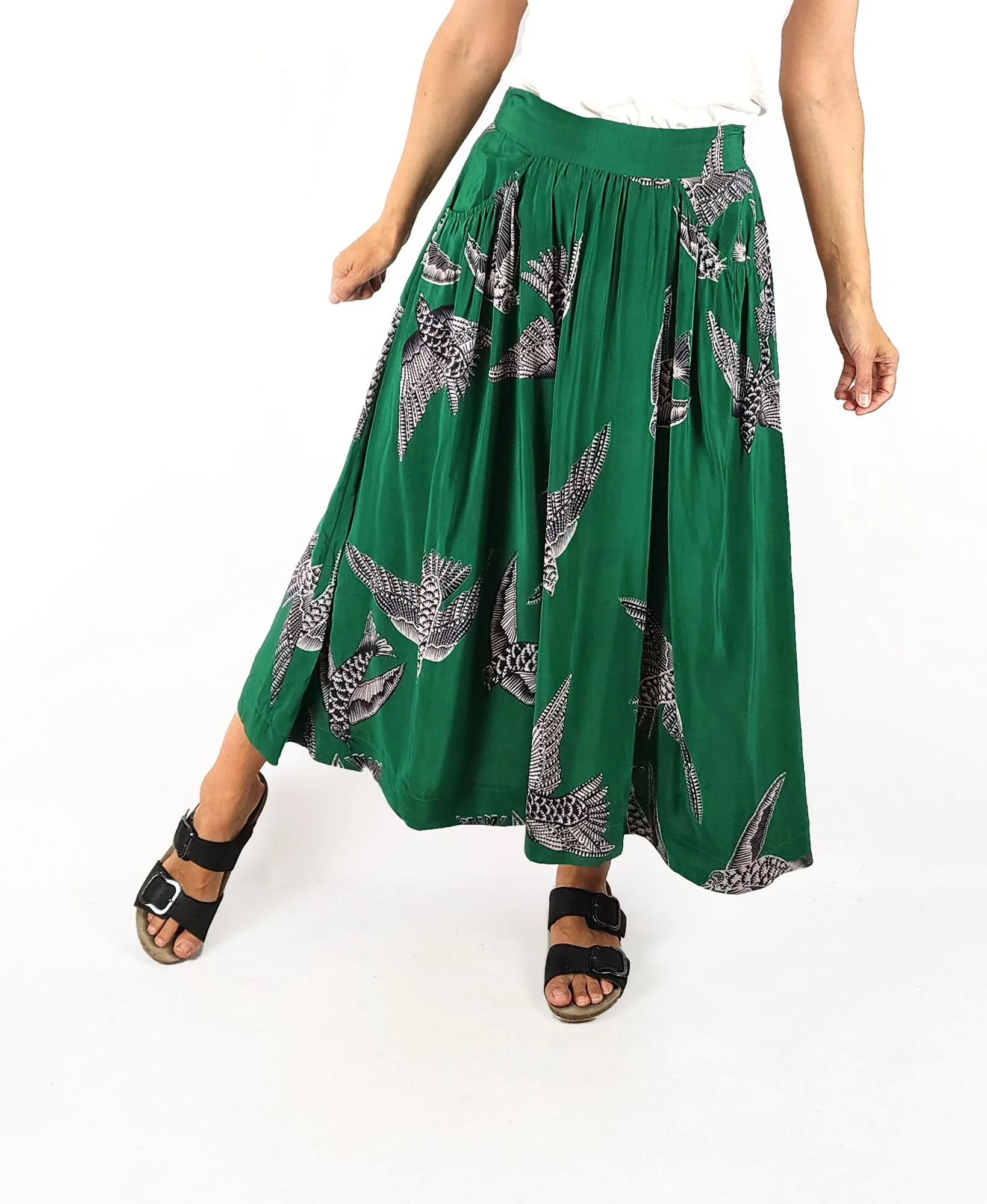 Elk green bird print skirt size 8
