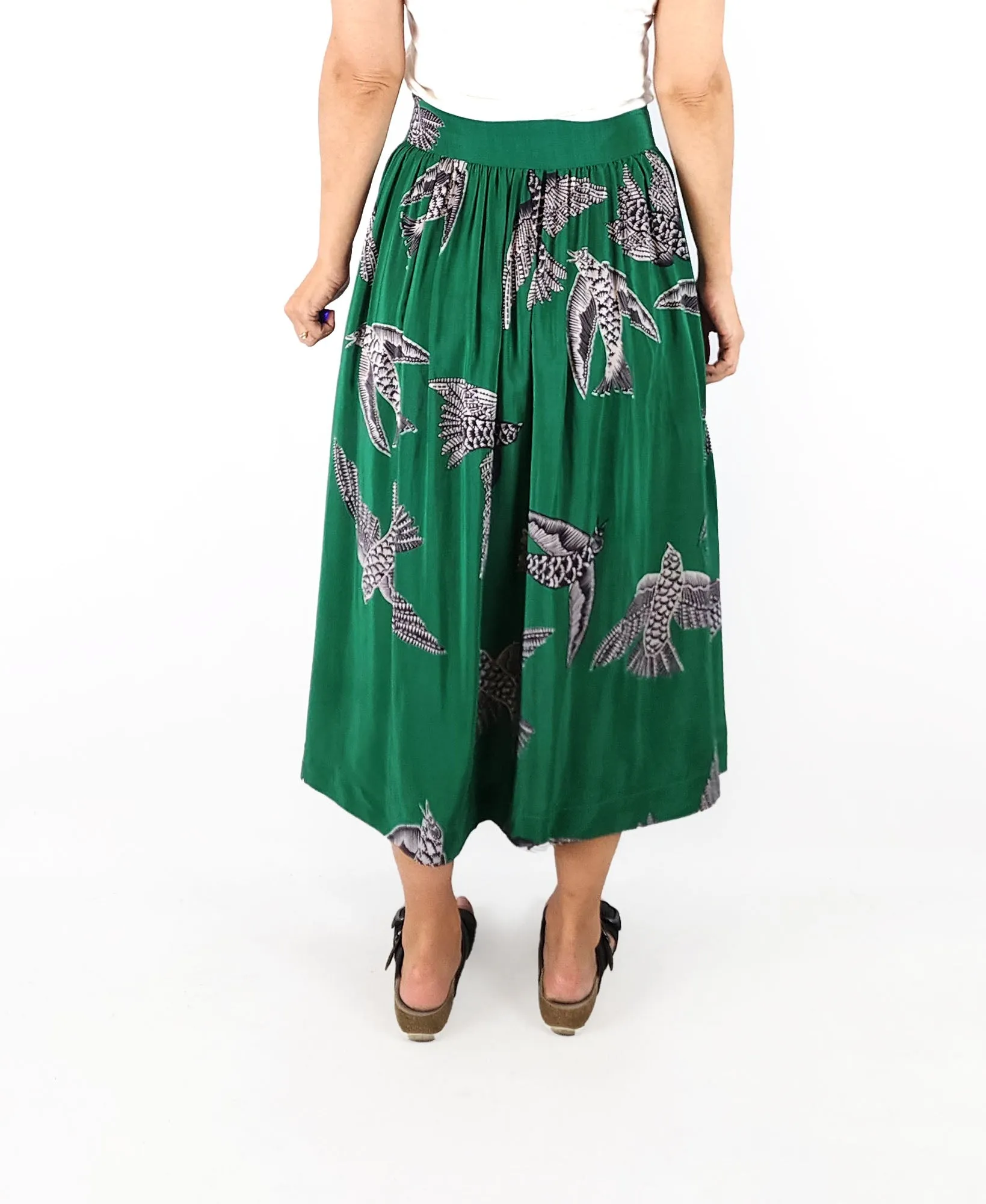 Elk green bird print skirt size 8