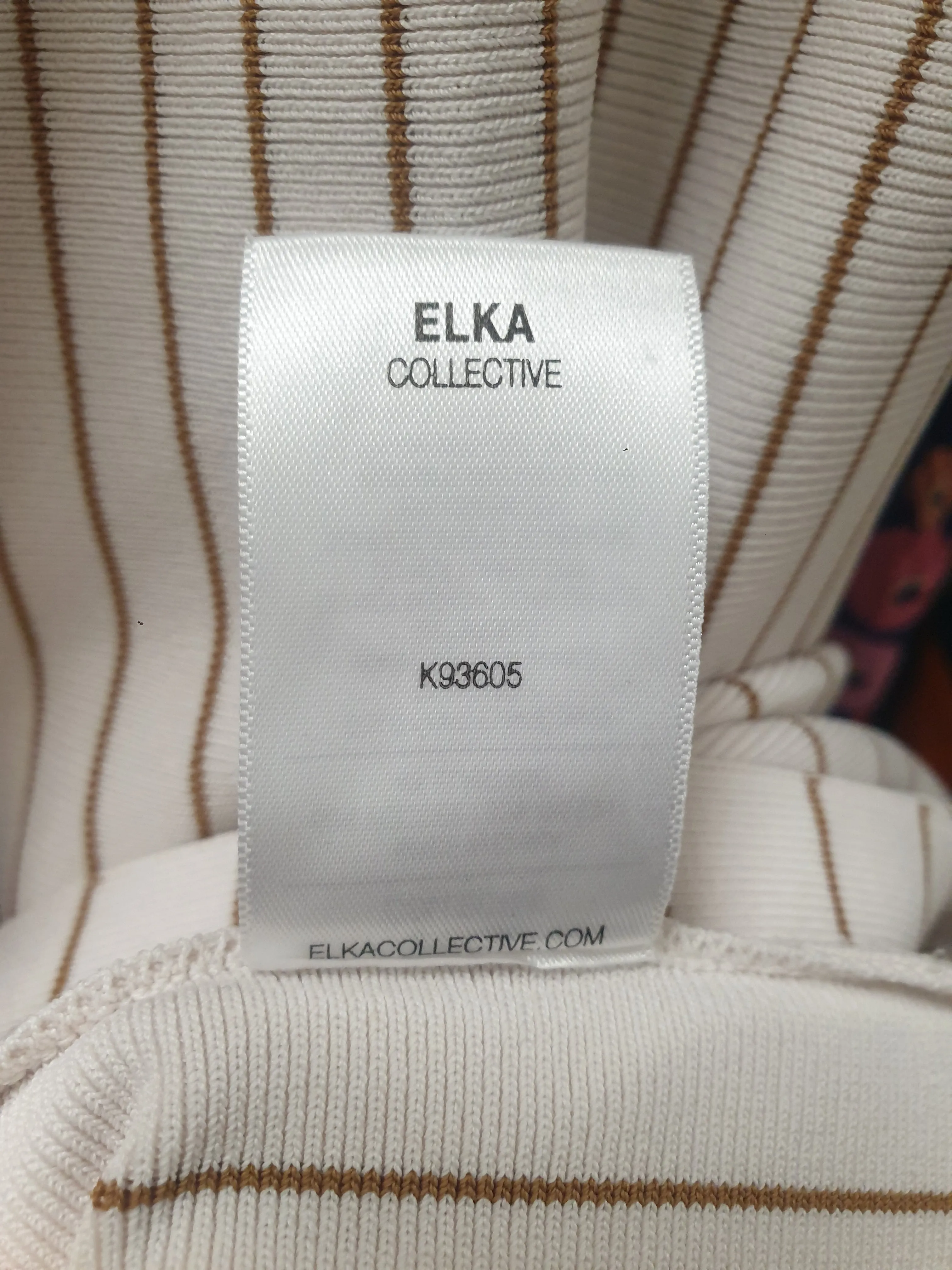 Elka Collective white and brown striped midi skirt size 10