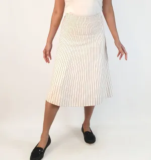 Elka Collective white and brown striped midi skirt size 10