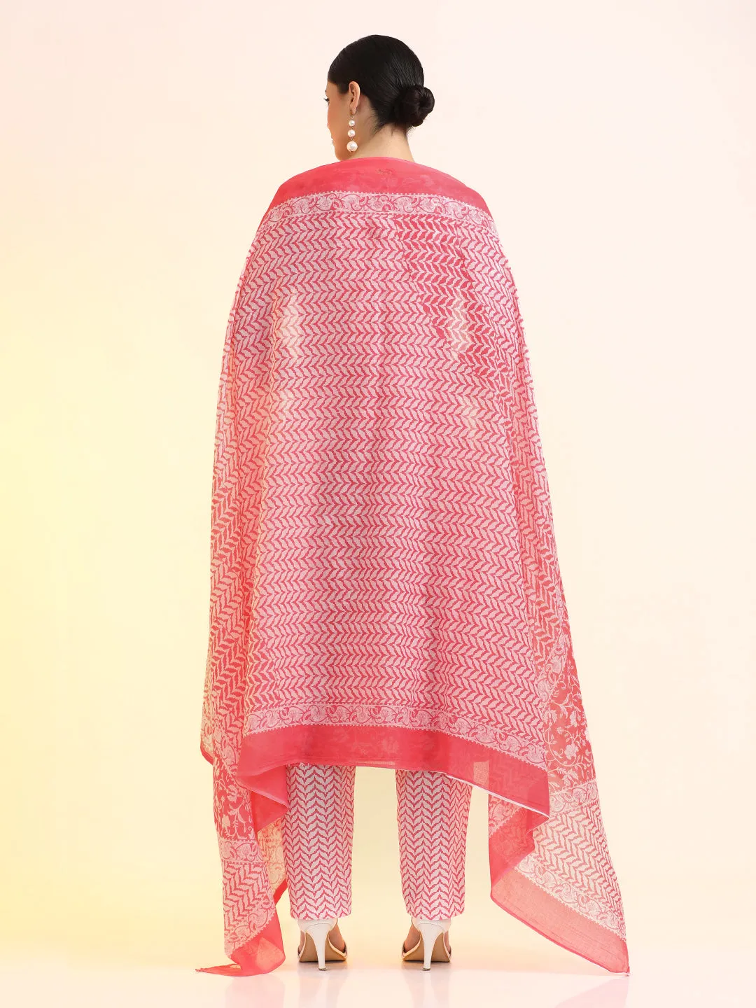 Embroidered Pure Cotton Floral Kurta Sets With Dupatta