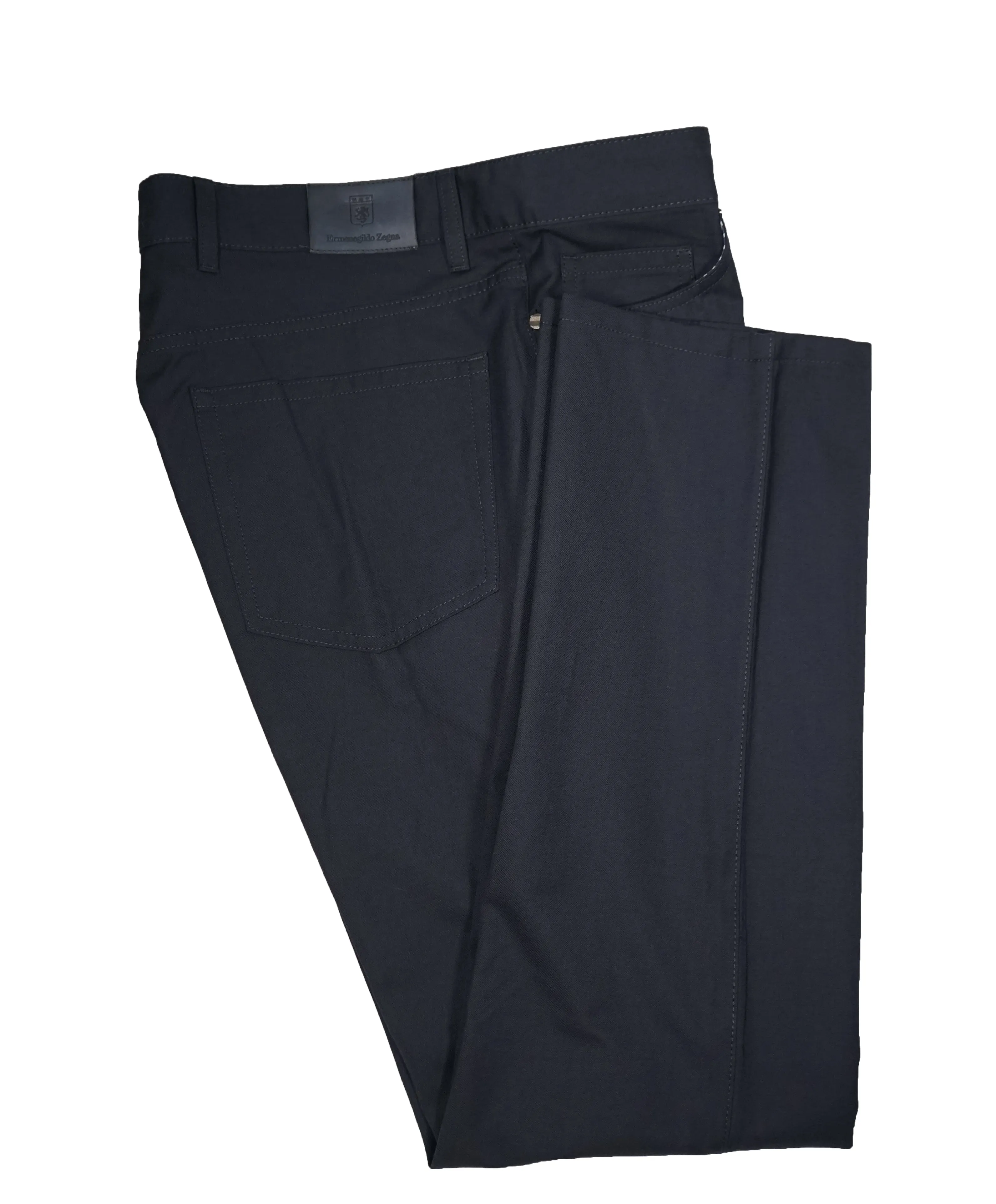 ERMENEGILDO ZEGNA - Navy Blue 5-Pocket Twill Weave Pants - 36W