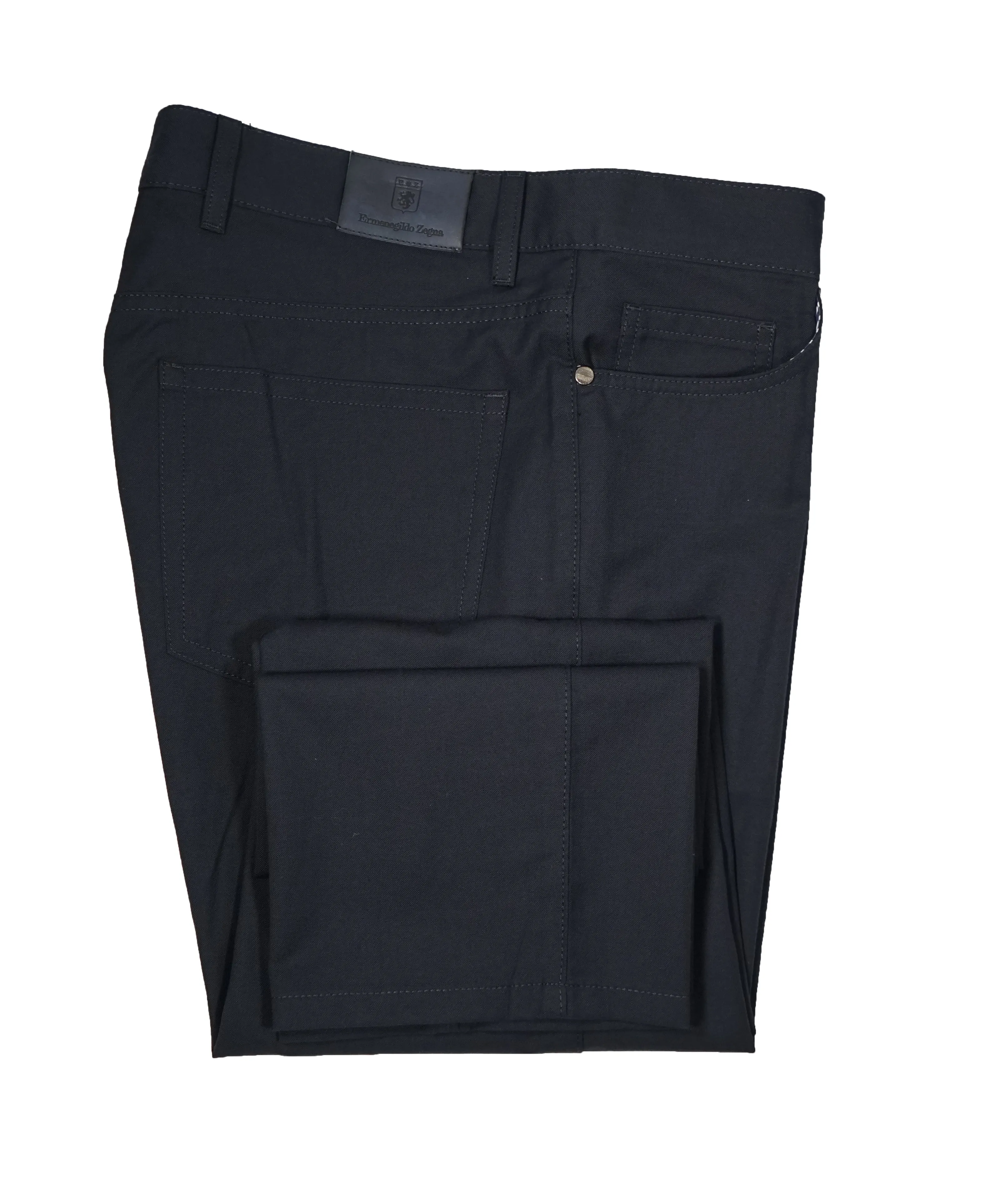 ERMENEGILDO ZEGNA - Navy Blue 5-Pocket Twill Weave Pants - 36W