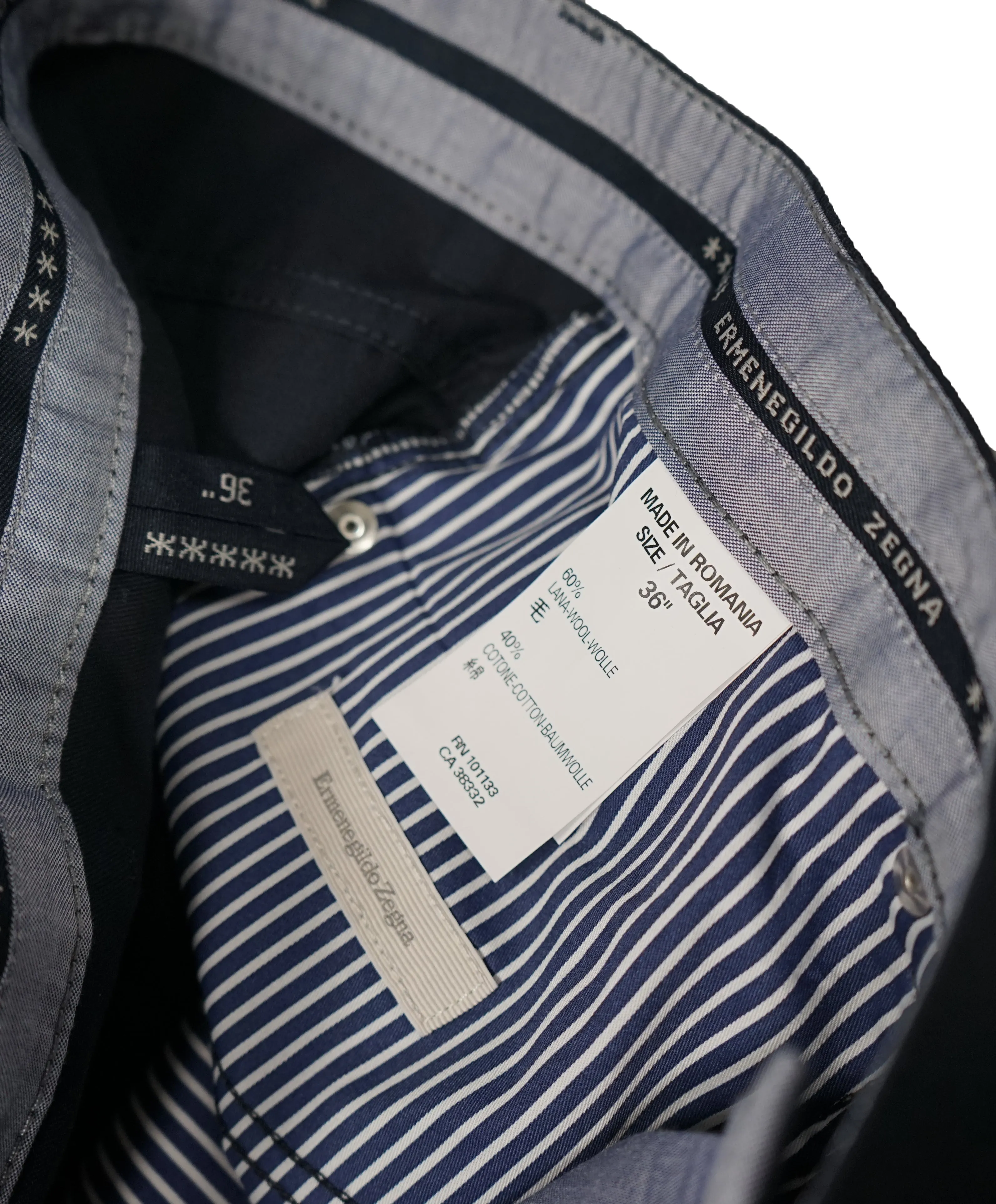 ERMENEGILDO ZEGNA - Navy Blue 5-Pocket Twill Weave Pants - 36W