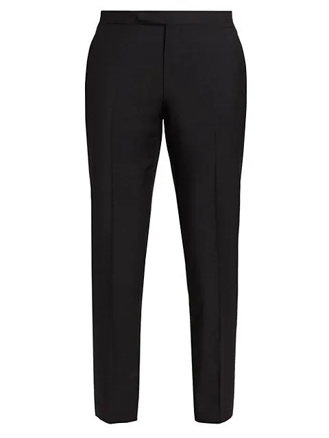 ERMENEGILDO ZEGNA - "522100 61002S" Black Side Stripe Tuxedo Pants - 40W (58EU)
