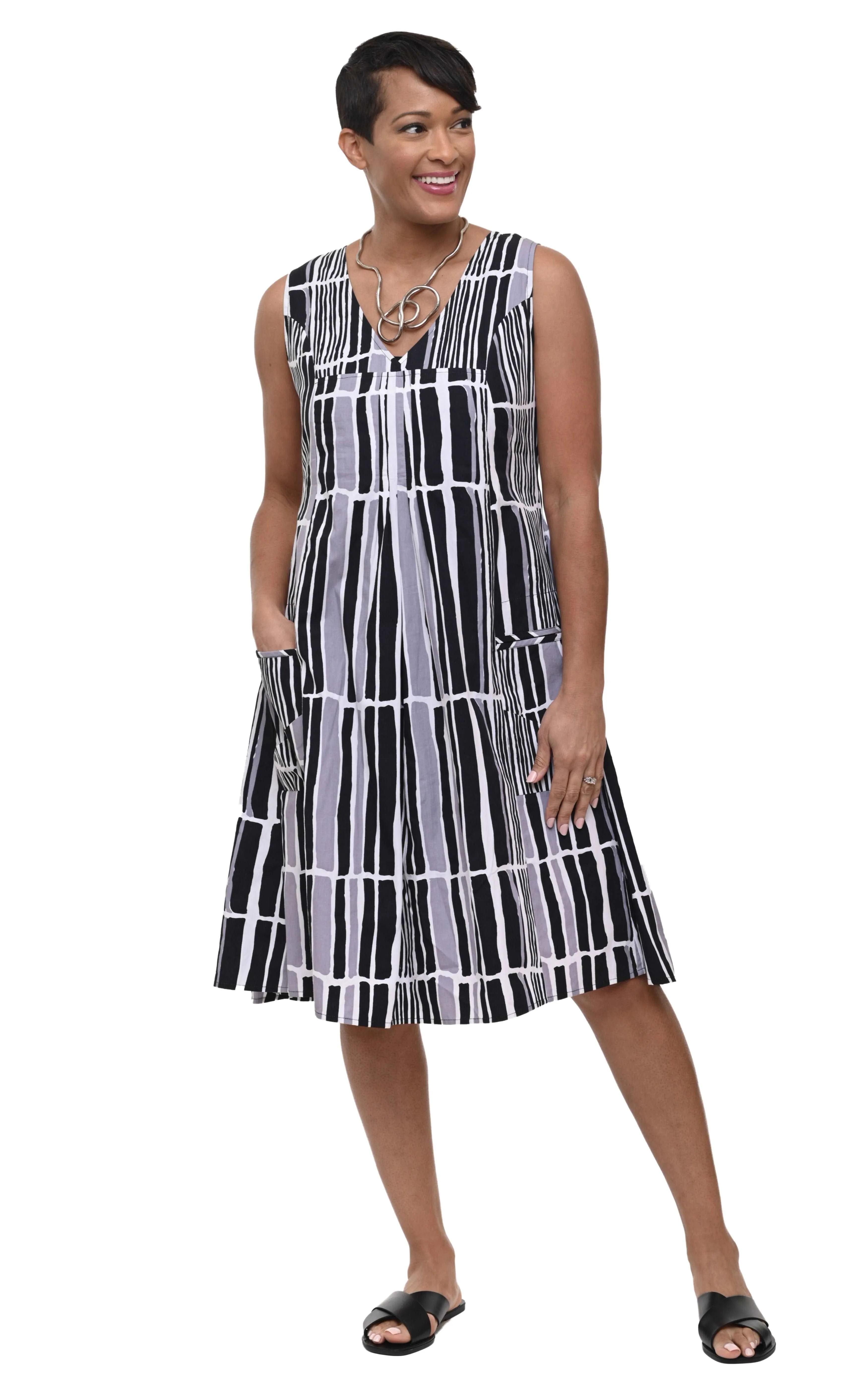 FINAL SALE CV656 Poppie Dress in Roma Stripe