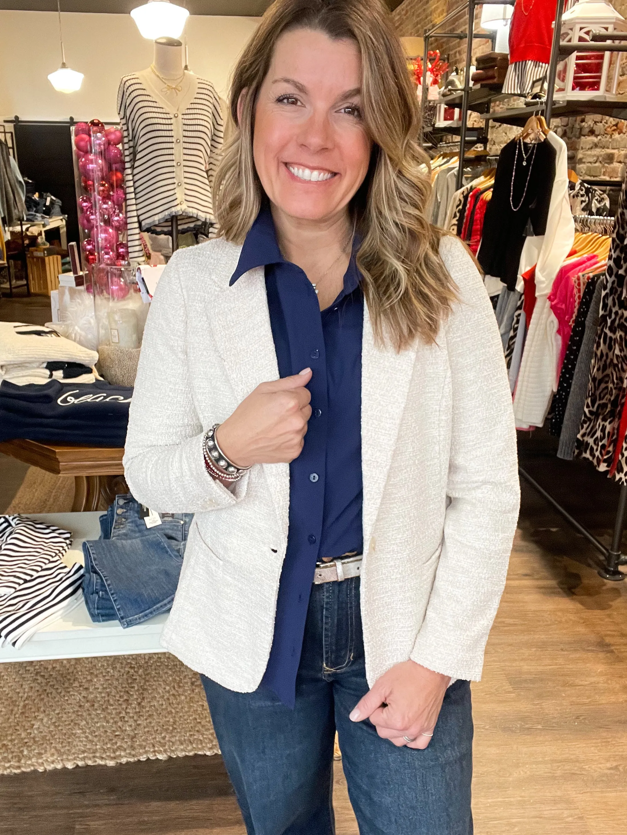 Fitted Blazer Boucle Knit