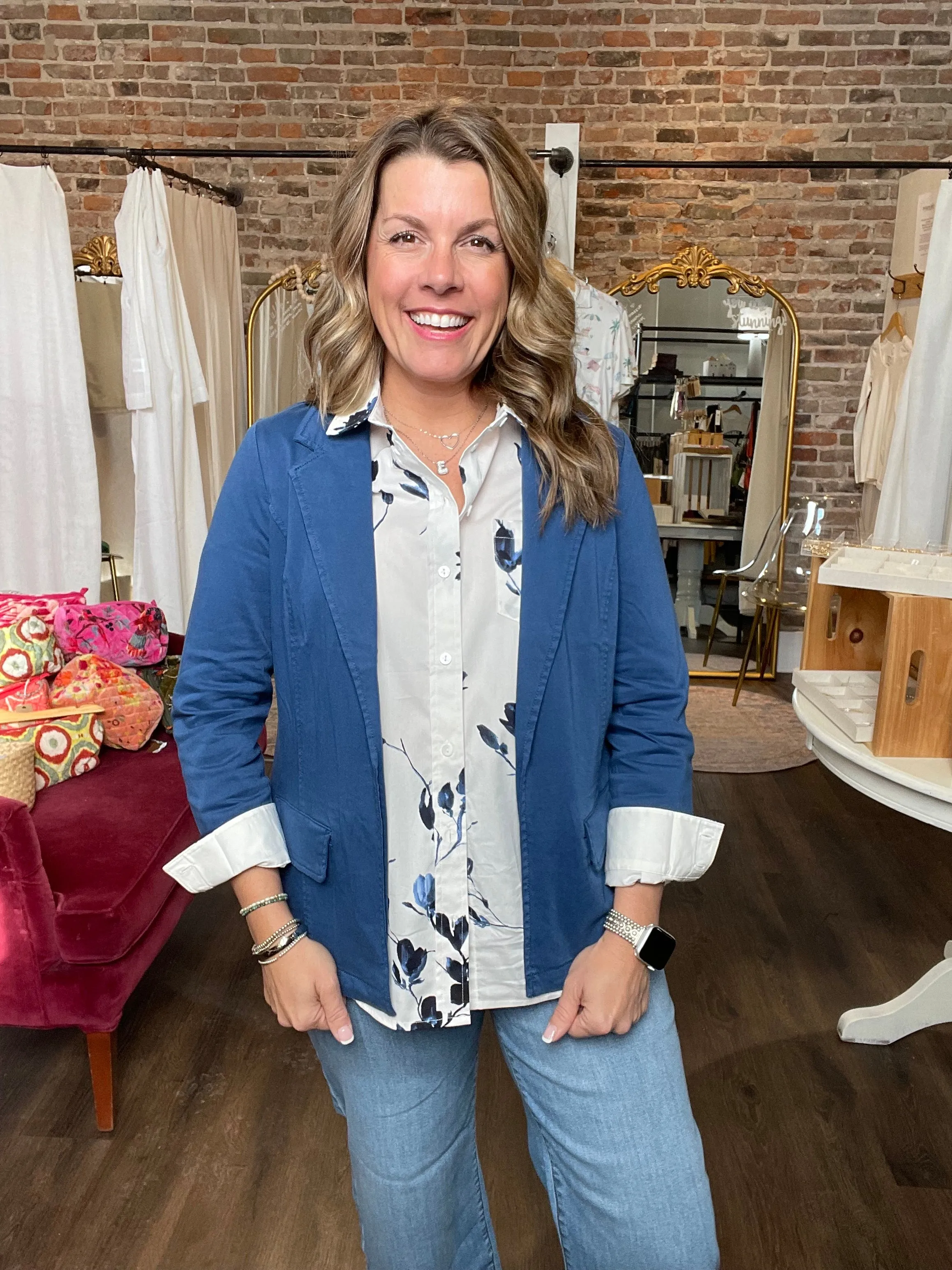 Fitted Blazer by Liverpool Goddess Blue