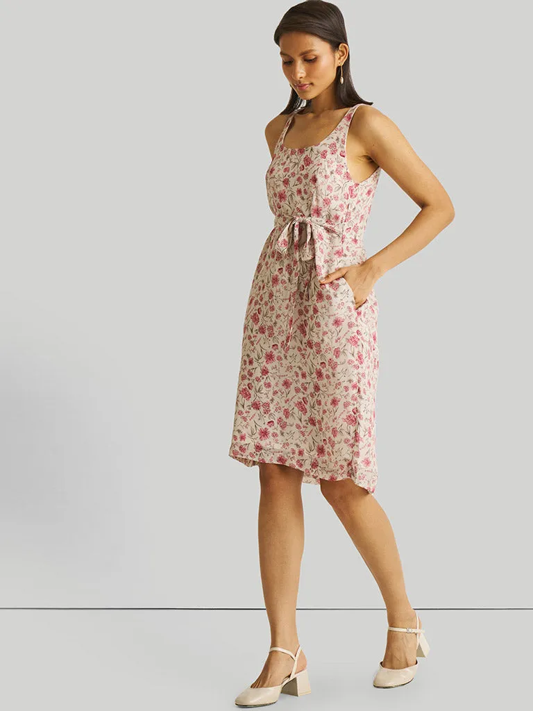 Fitted Knee Length Printed Dress