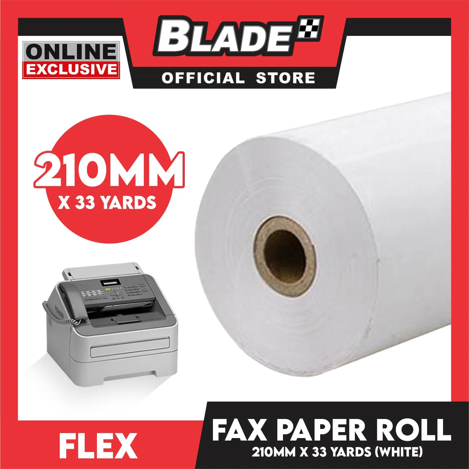 Flex Fax Paper Roll White 210mm x 33 yards (30meters) White Color