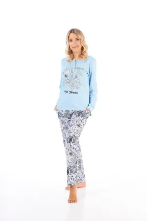 Floral Design Pyjama Set With Matching Eye Mask