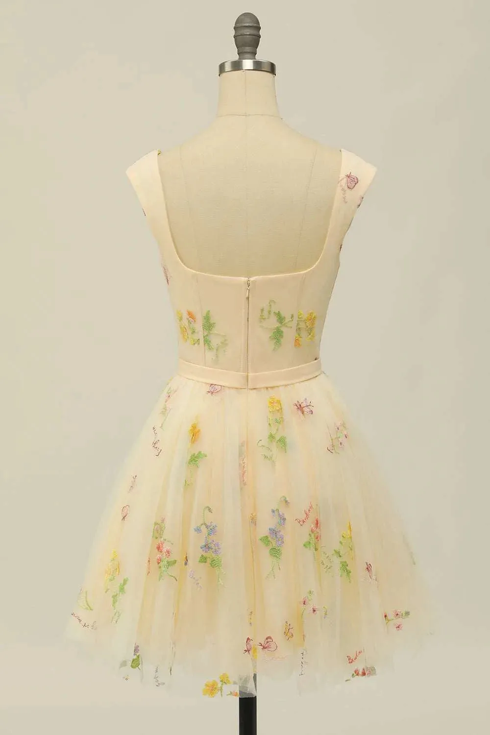 Floral Print Sweetheart A-Line Tulle Short Party Dress Homecoming Dresses OK1849
