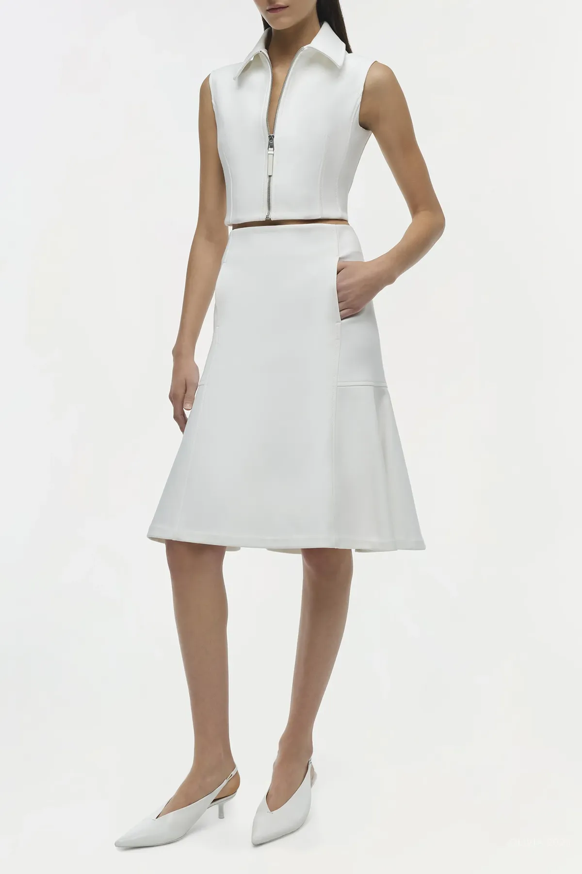 Foster Midi Skirt in Ivory