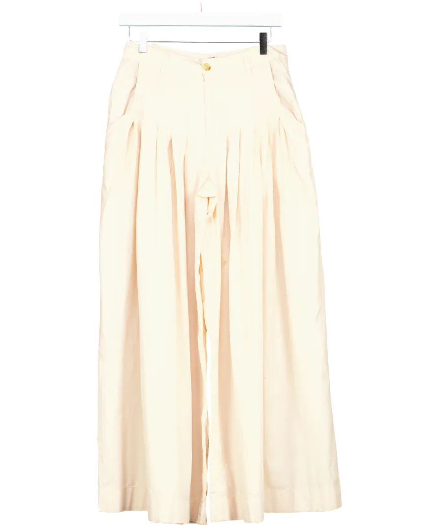 Free People Natural Cassia Pleated Wide leg Trousers UK 8