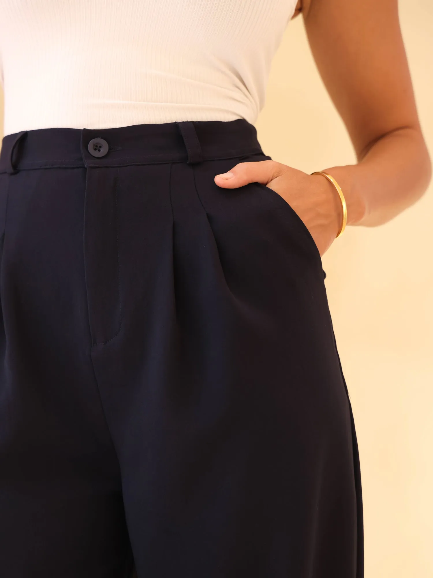 Front Pleated Straight Leg Pant