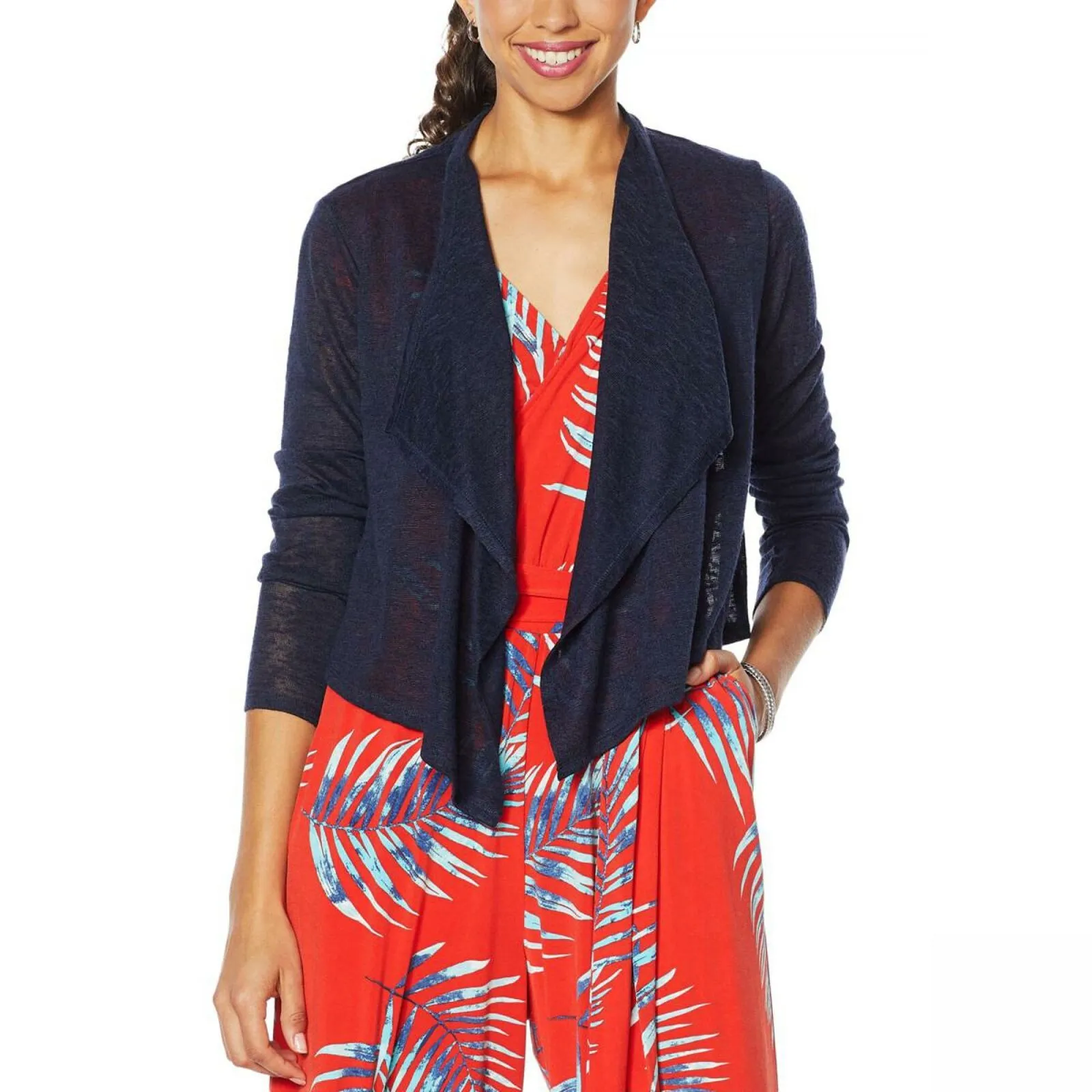 G by Giuliana Women's Cropped Cascade Hacci Cardigan