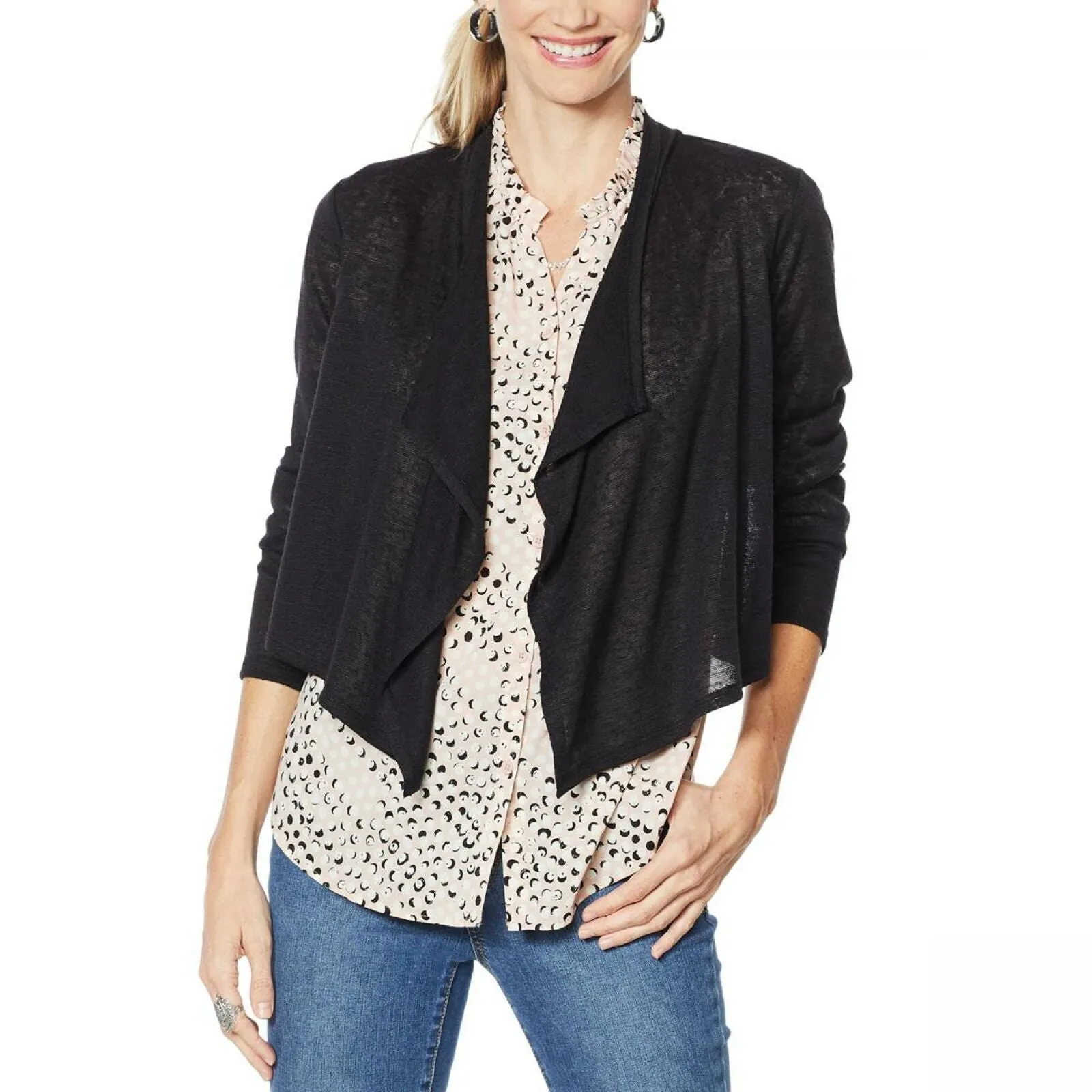 G by Giuliana Women's Cropped Cascade Hacci Cardigan